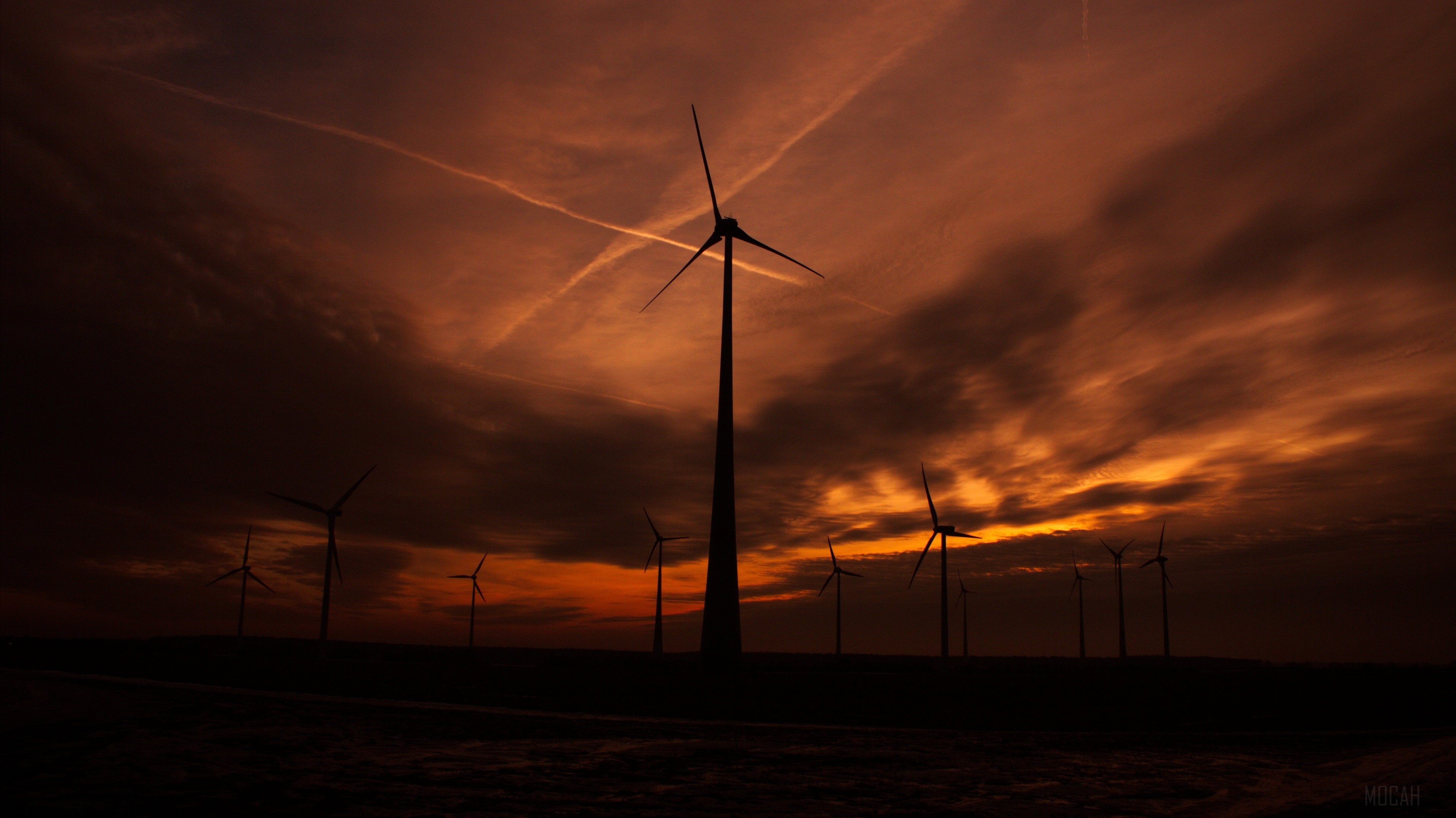 Windmills at Sunset HD Wallpaper