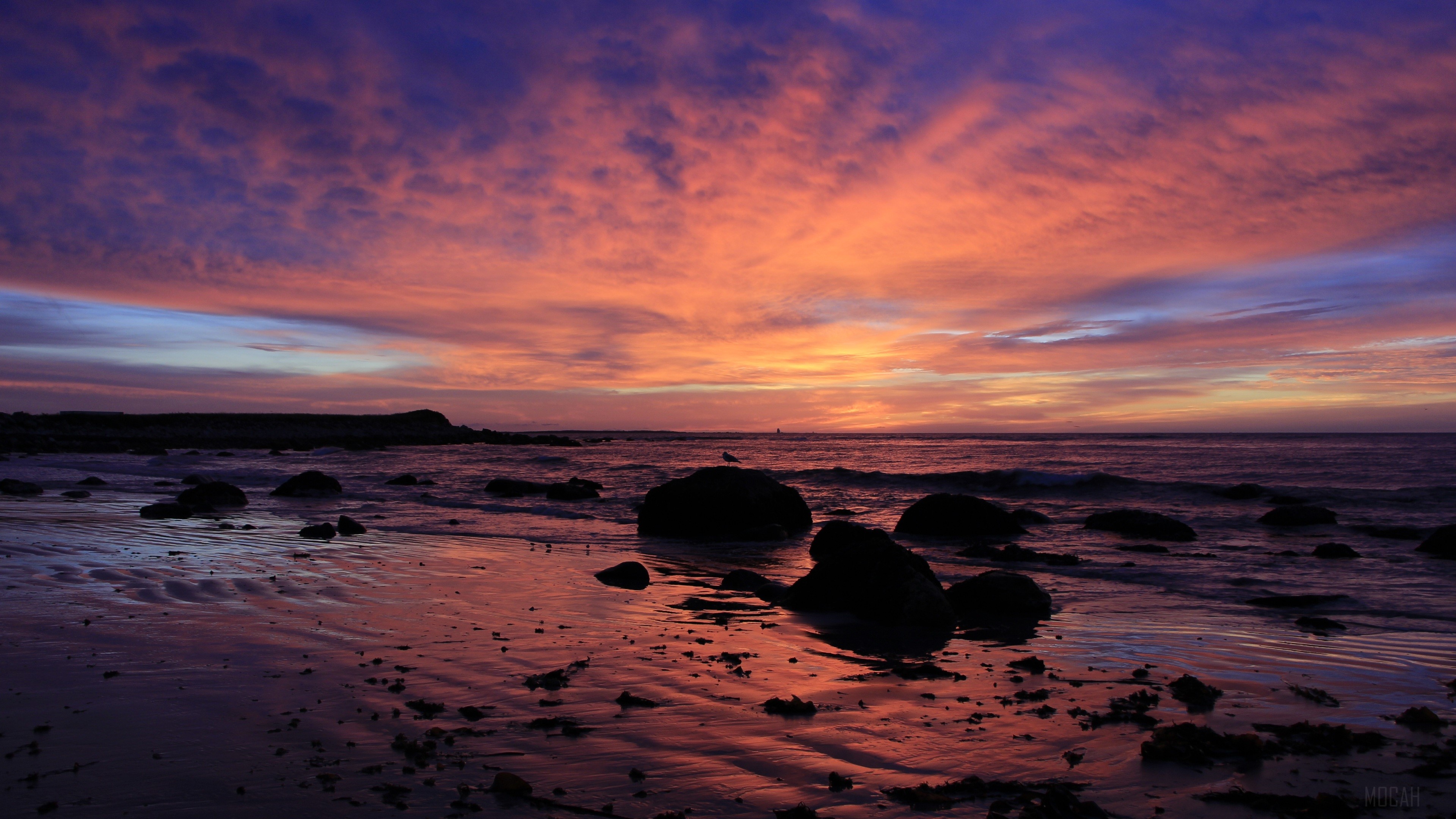 Sunrise Beach Ocean Sky 4K HD Wallpaper