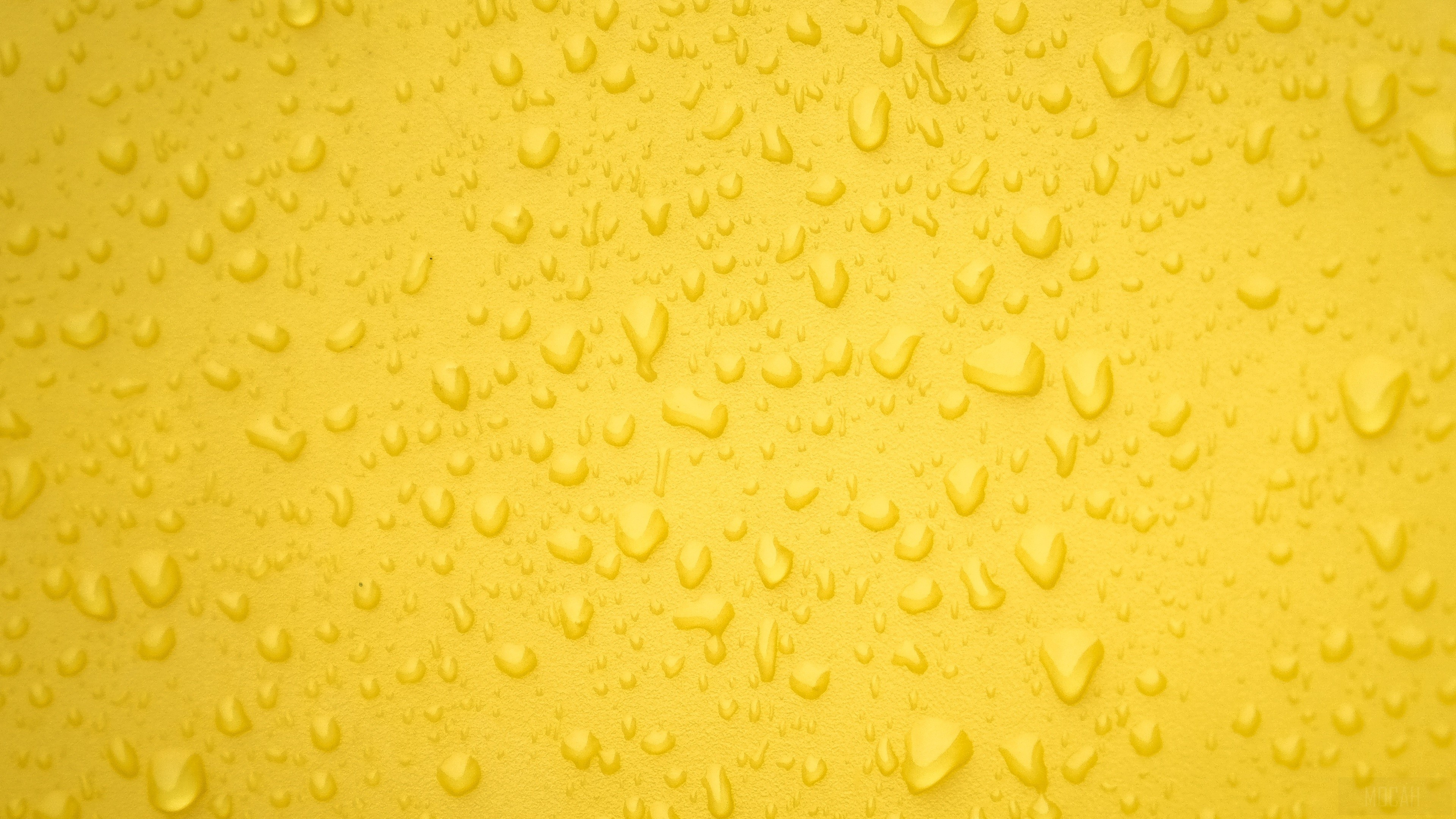 Water Drops on Yellow Surface 4K HD Wallpaper