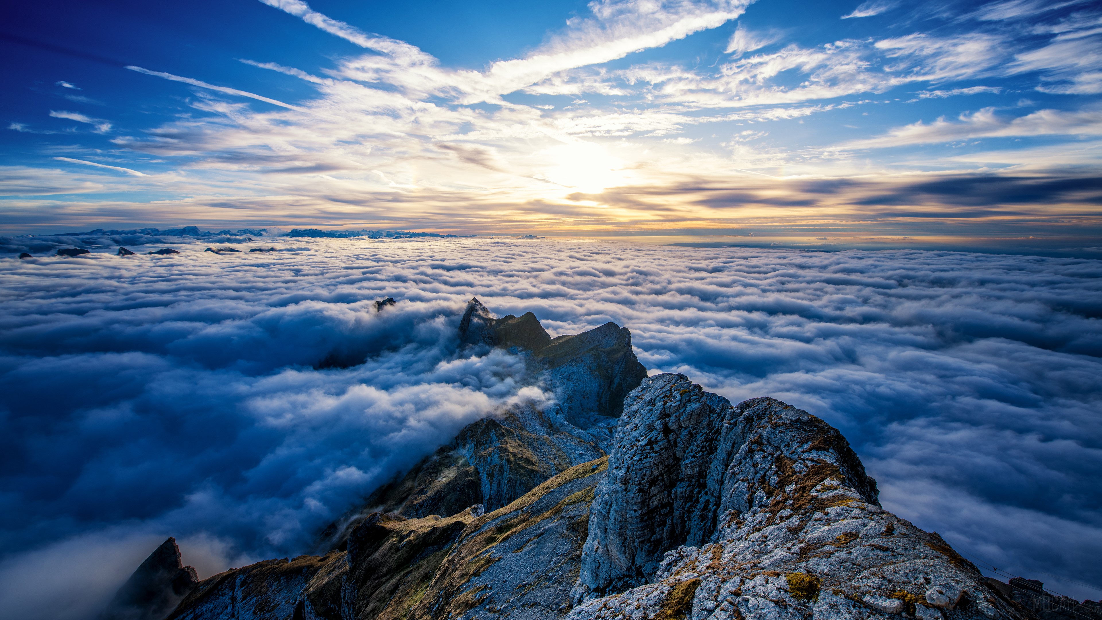 Saentis Mountains Above Clouds 4K HD Wallpaper