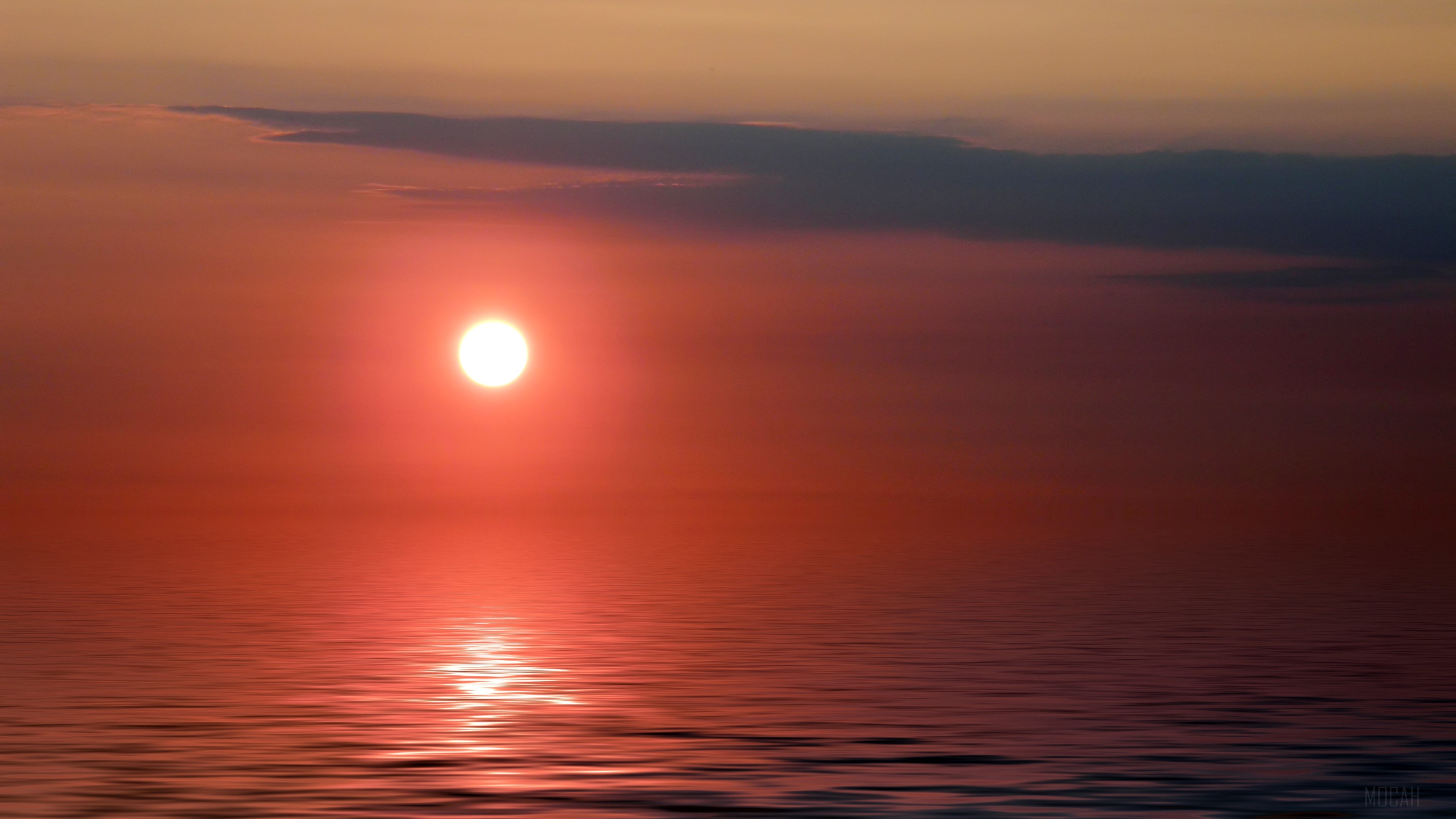 Serene Sundown Over Calm Ocean 4K HD Wallpaper