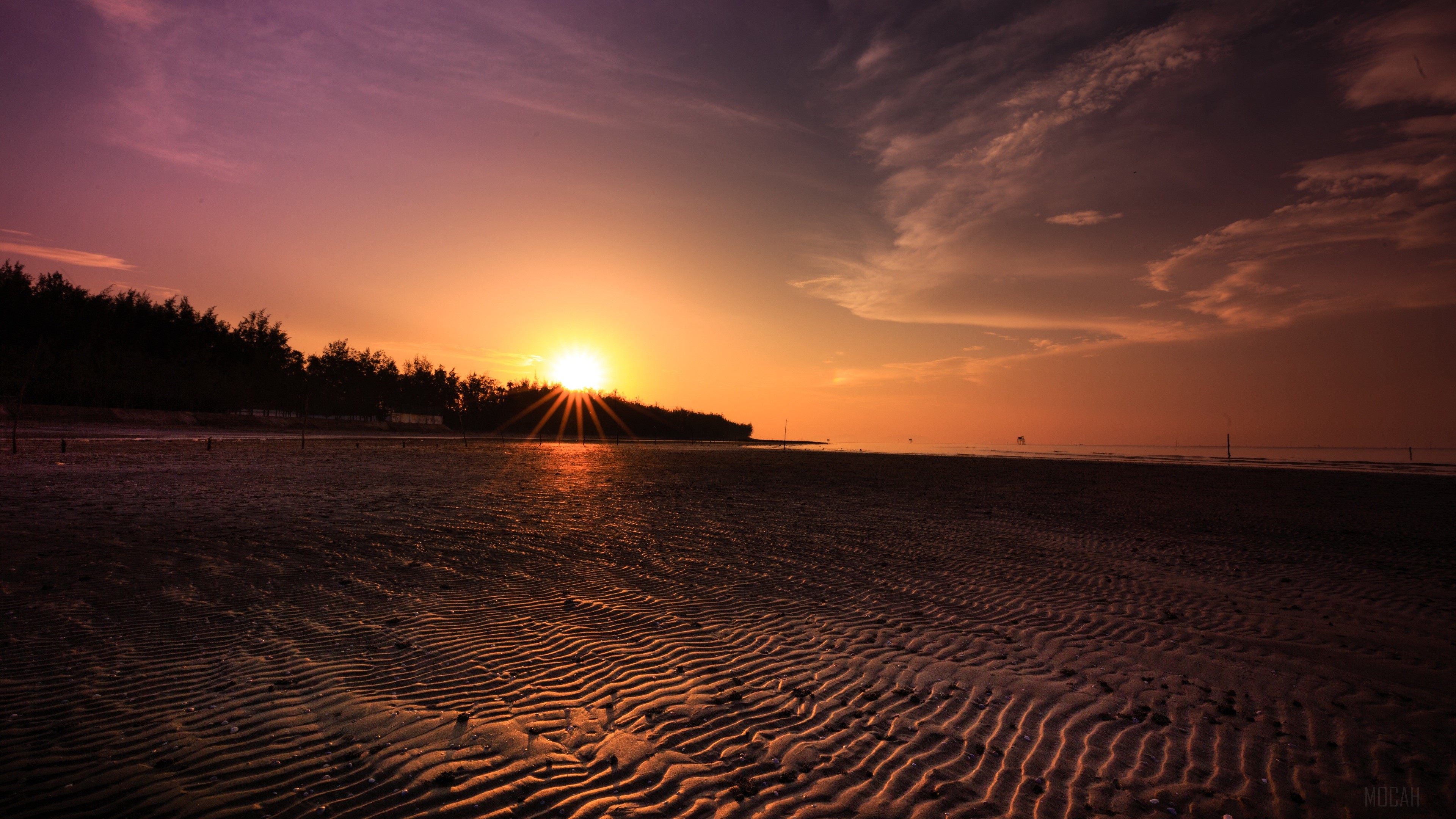 Beach Sand Sunset Evening HD Wallpaper
