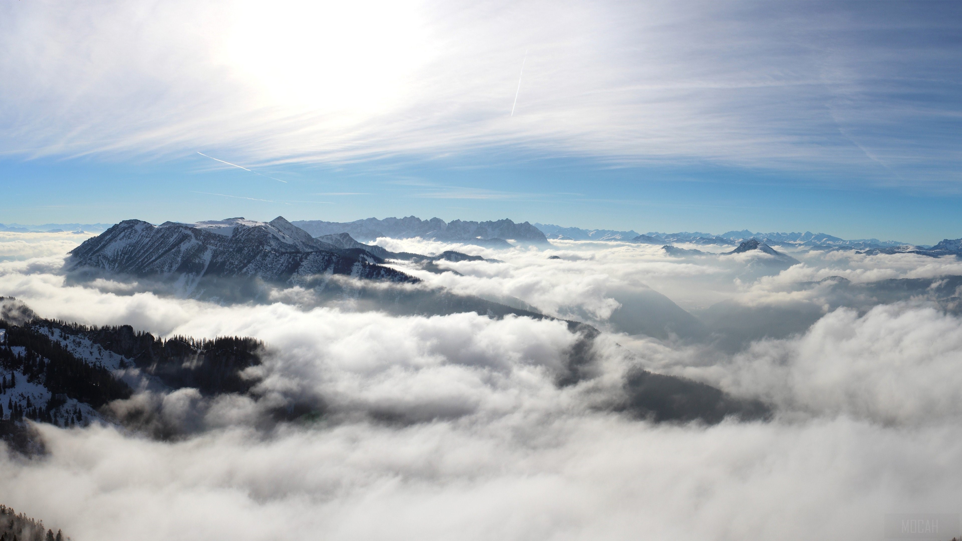 Mountains above clouds in 4K HD Wallpaper