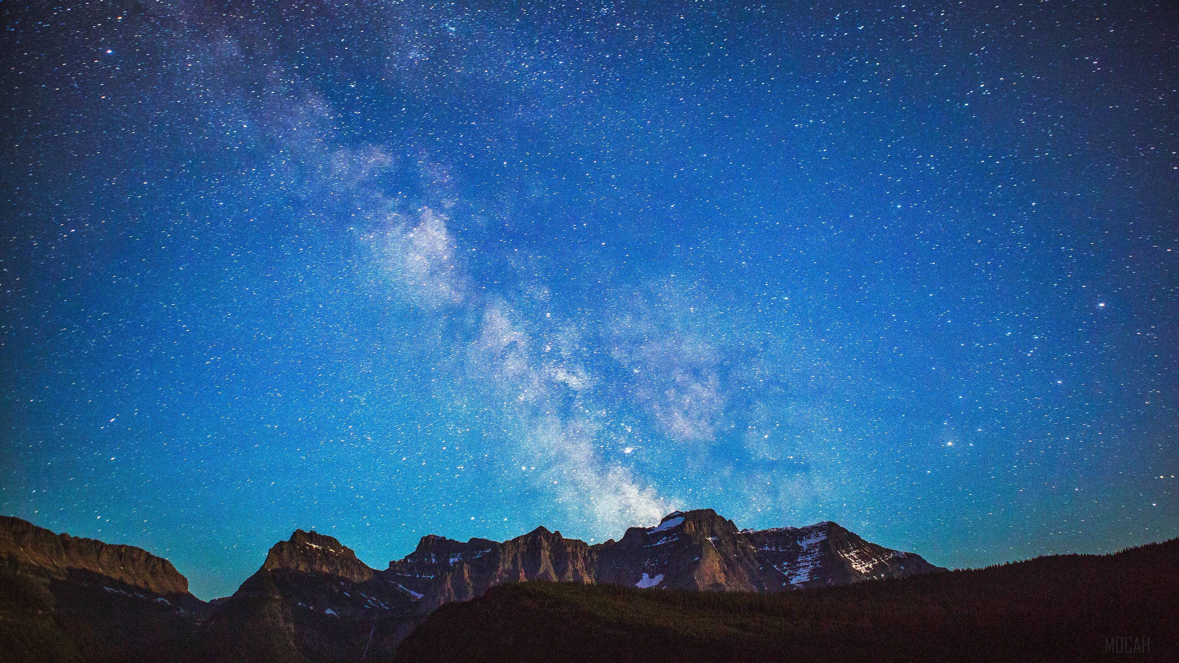 Milky Way over Glacier National Park mountains 4K HD Wallpaper