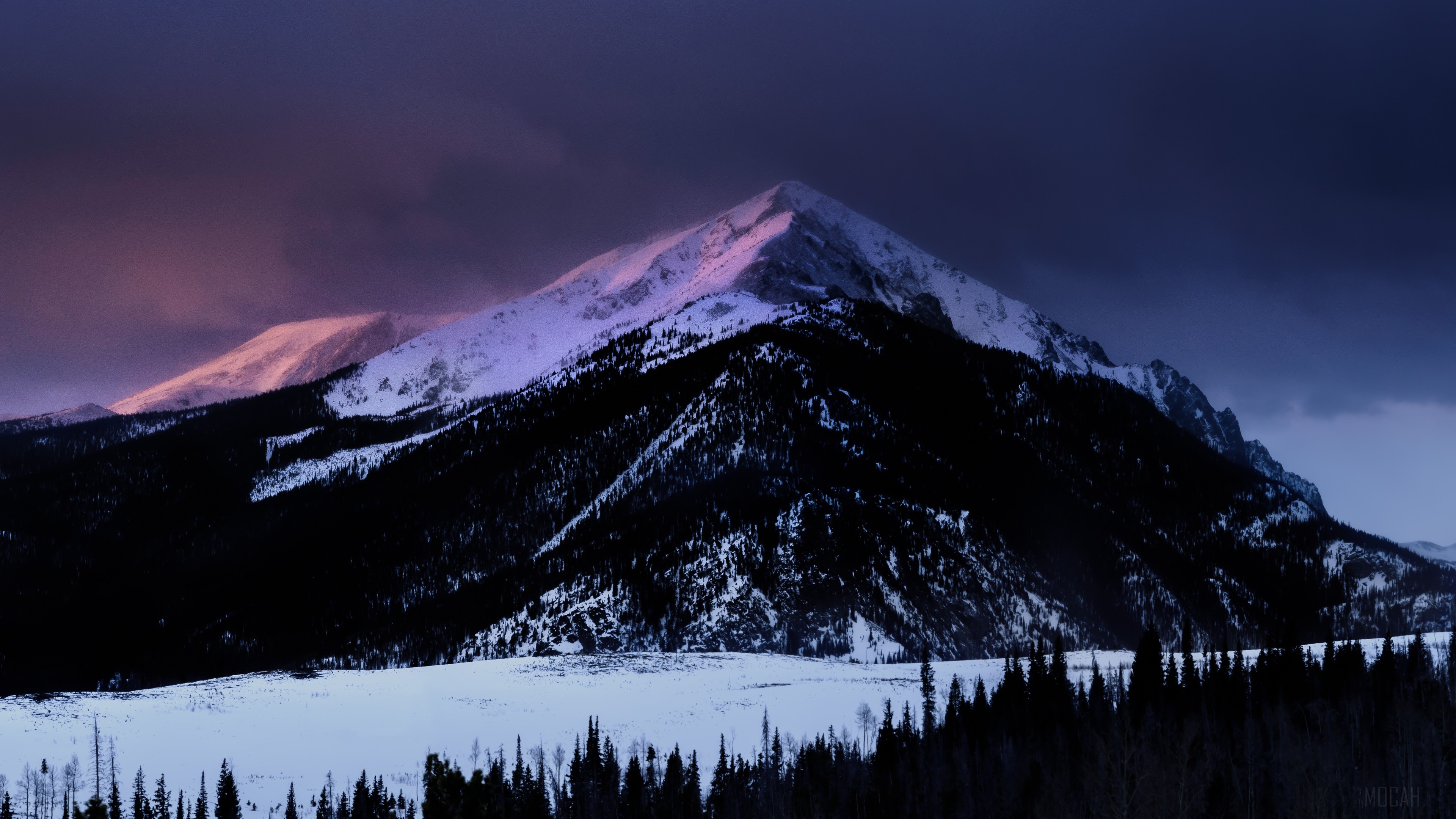 Snowy Mountain Peak at Dawn 4K HD Wallpaper