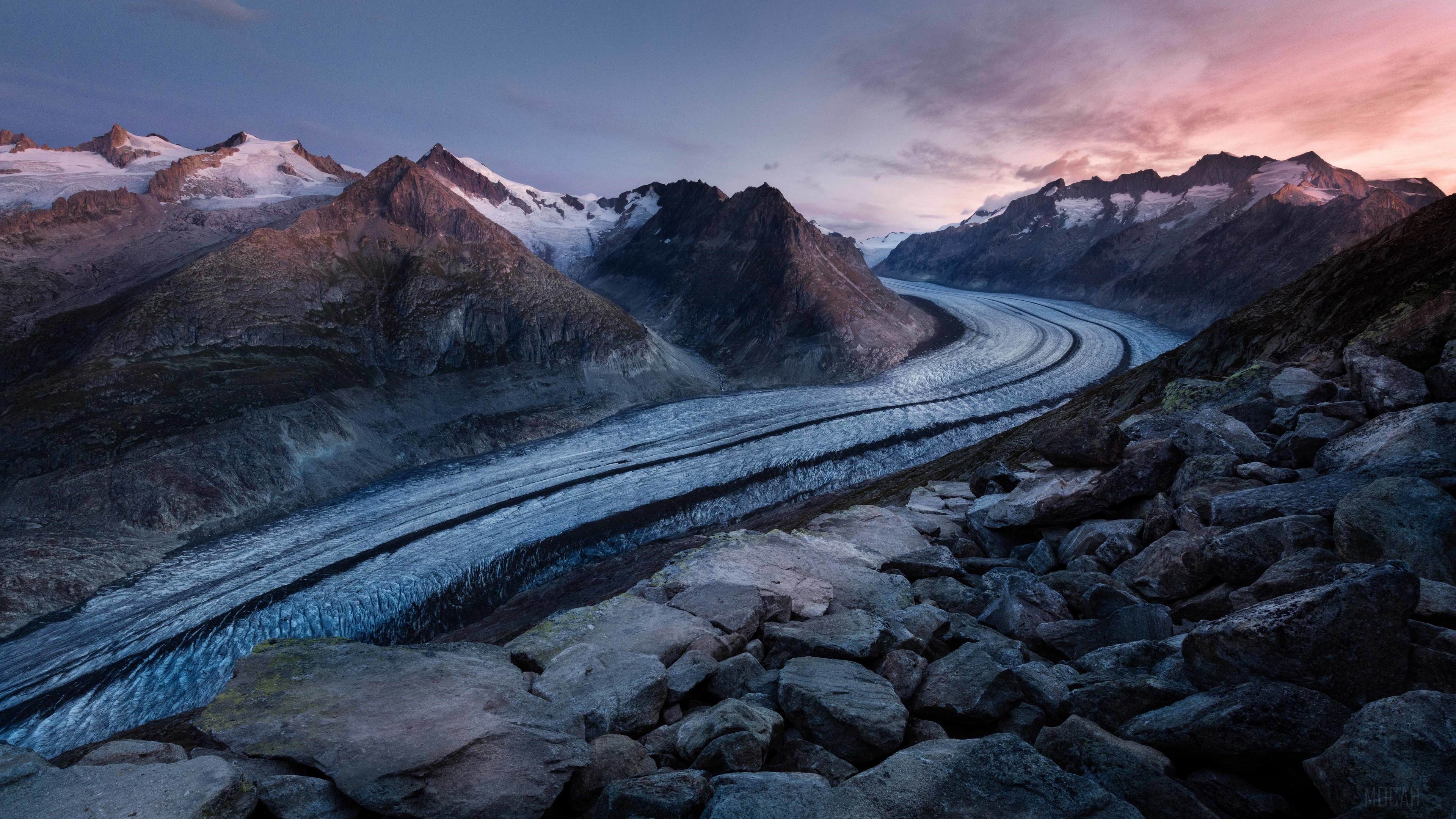 Aletsch Glacier in Bettmeralp, Switzerland 4K HD Wallpaper