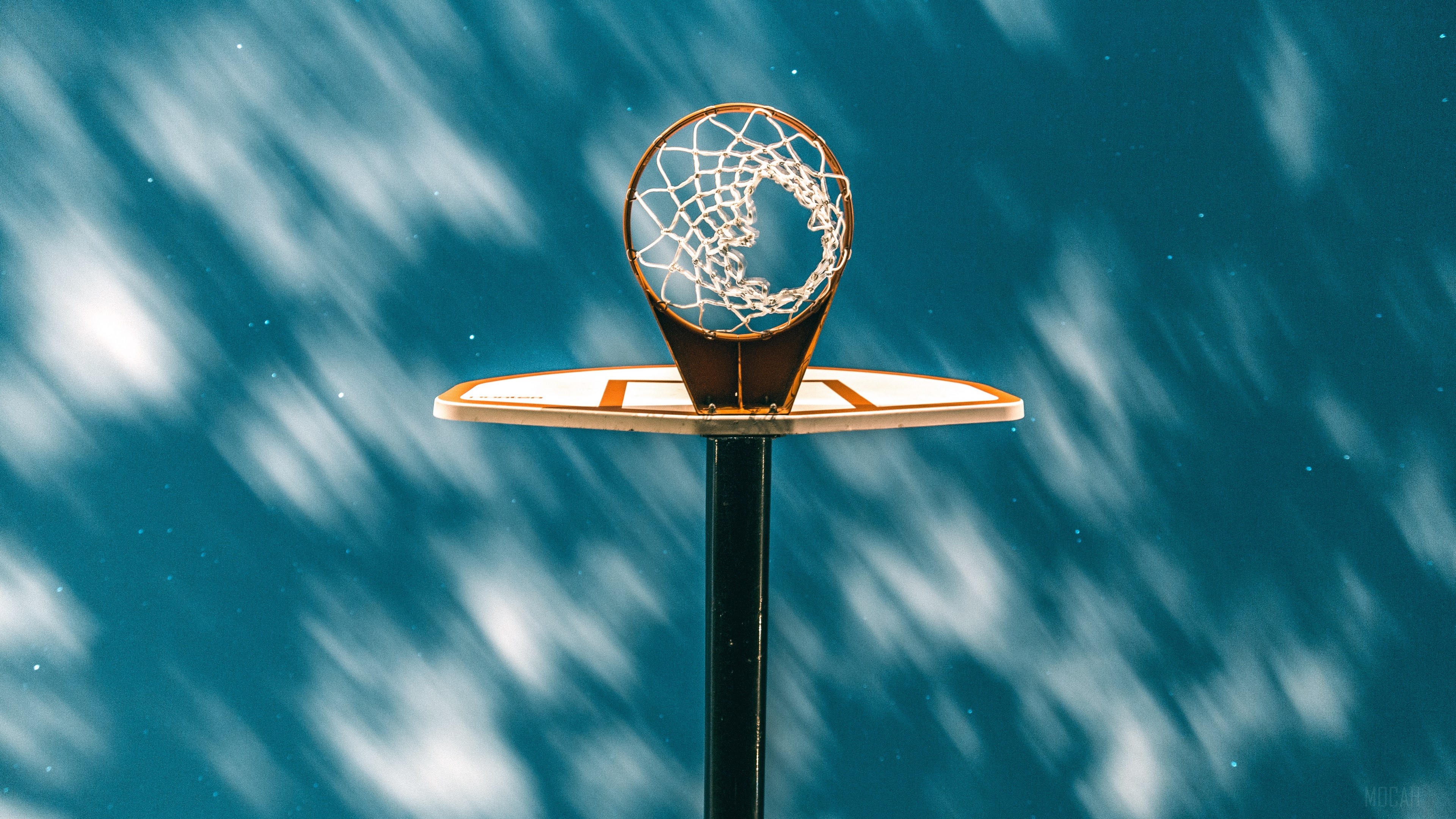 Basketball hoop against a starry, cloudy sky HD Wallpaper