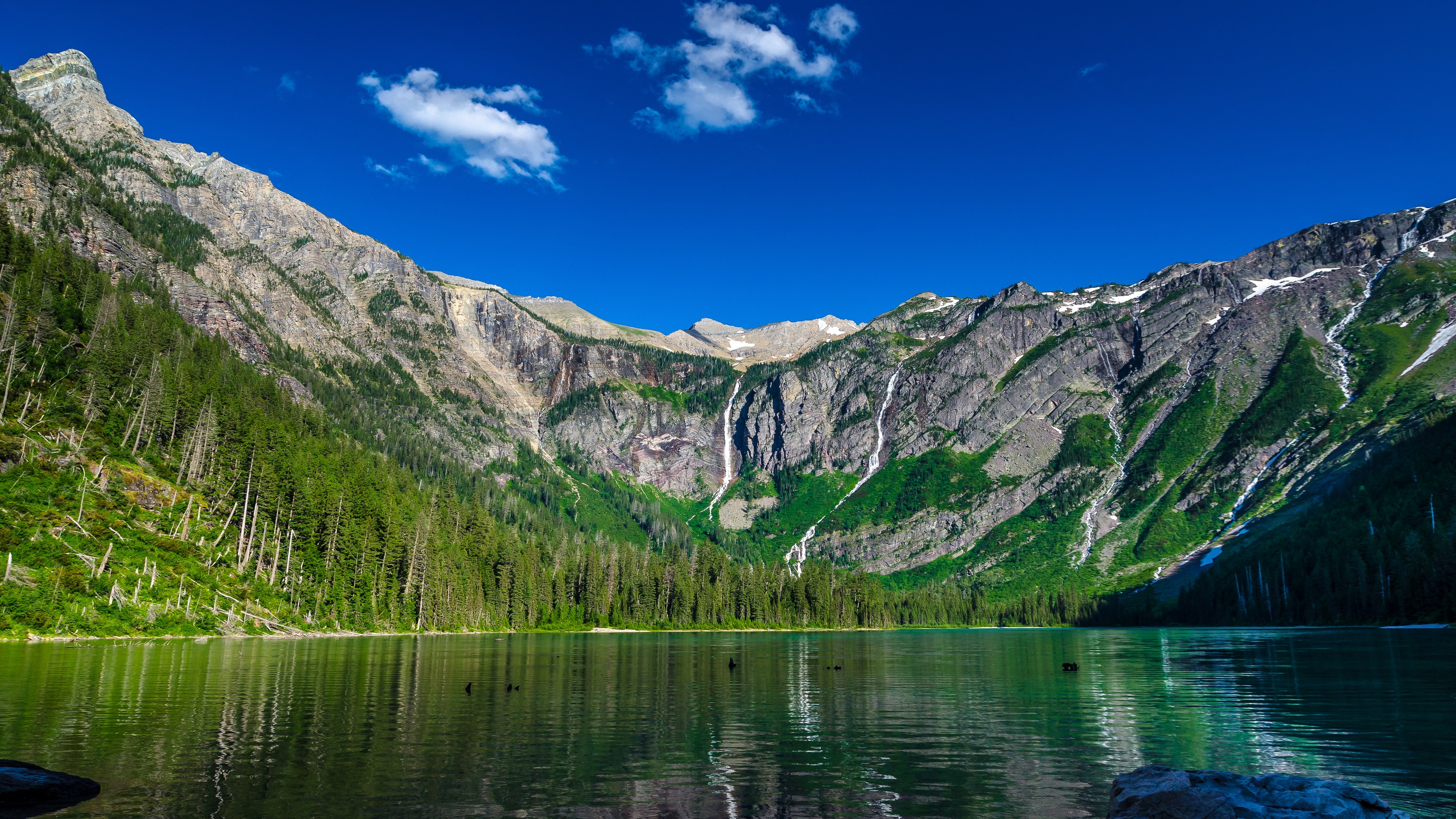 Lake McDonald and mountains in Glacier National Park HD Wallpaper