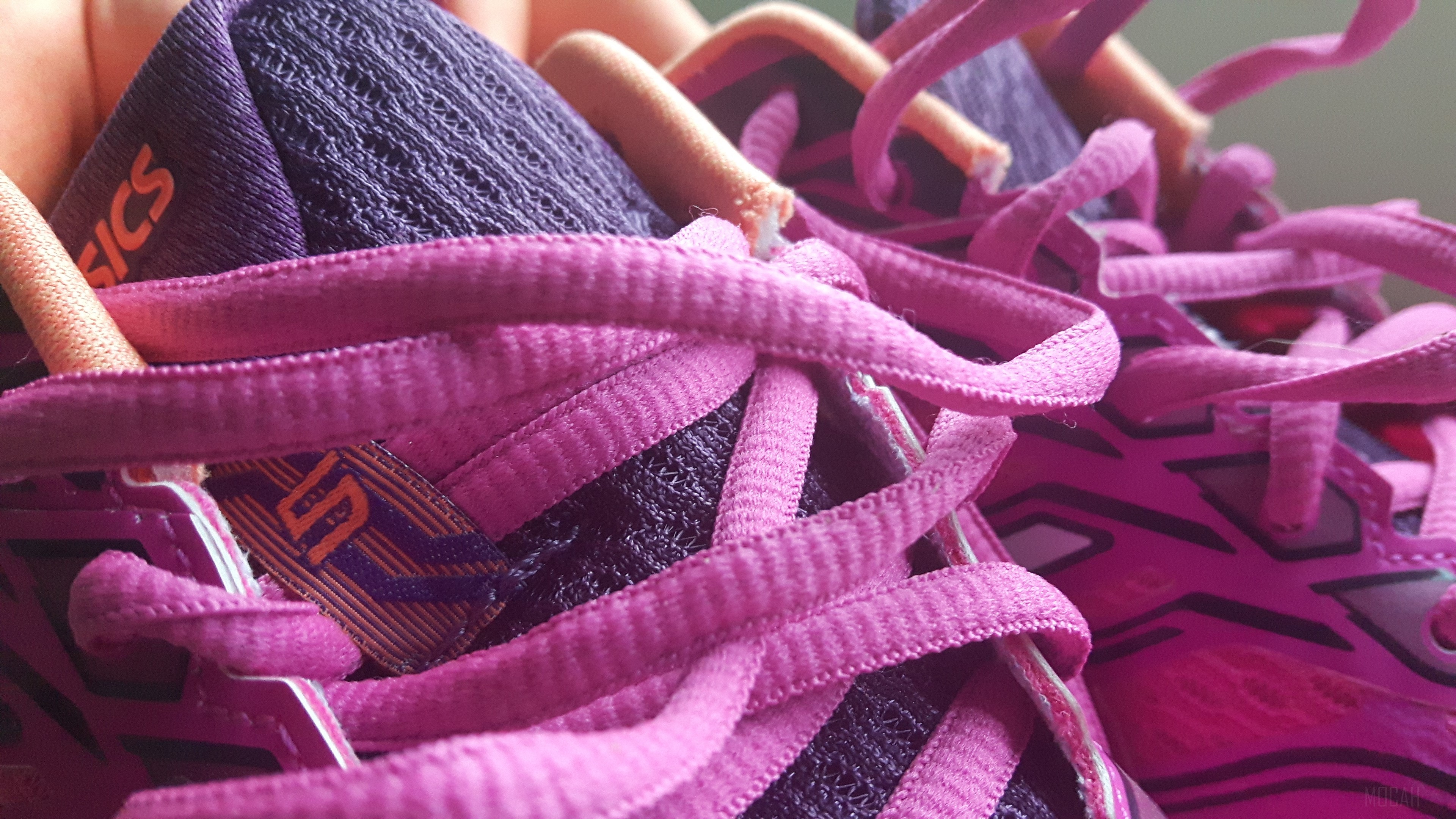 ASICS Pink and Purple Running Shoes 4K HD Wallpaper