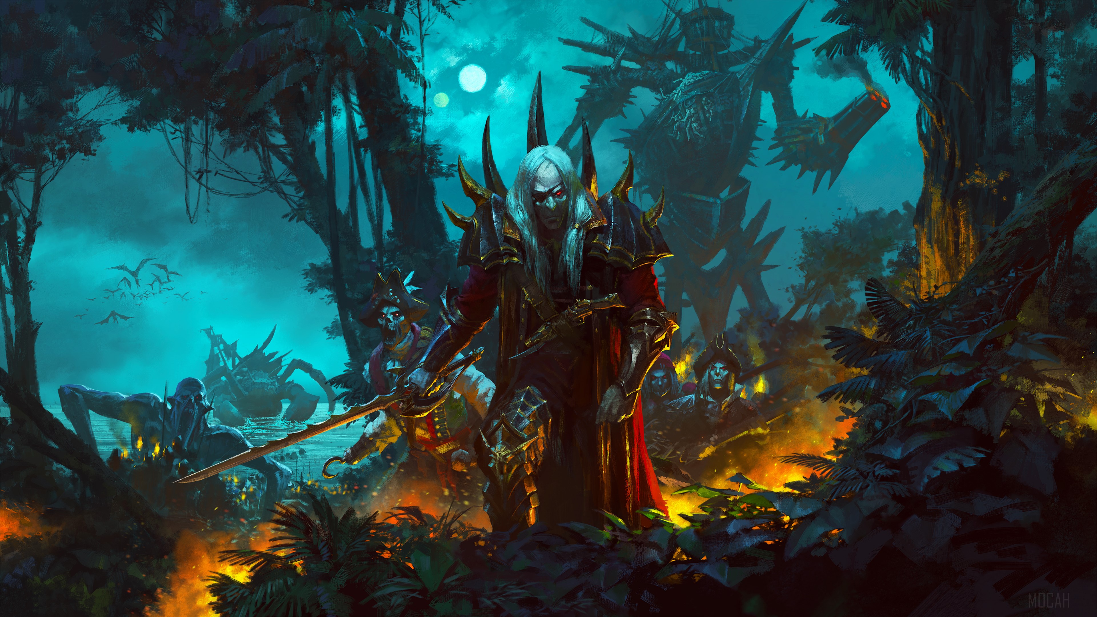 Vampire Lord and undead pirates in Total War Warhammer 2 4K HD Wallpaper