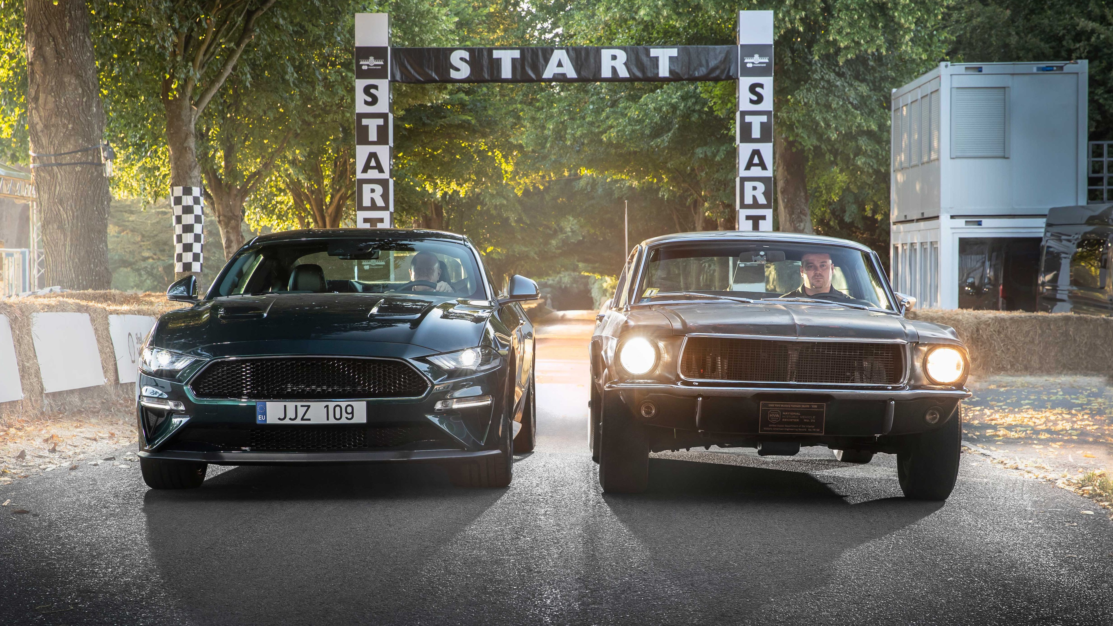 Ford Mustang Bullitt and GT Fastback at Start Line HD Wallpaper
