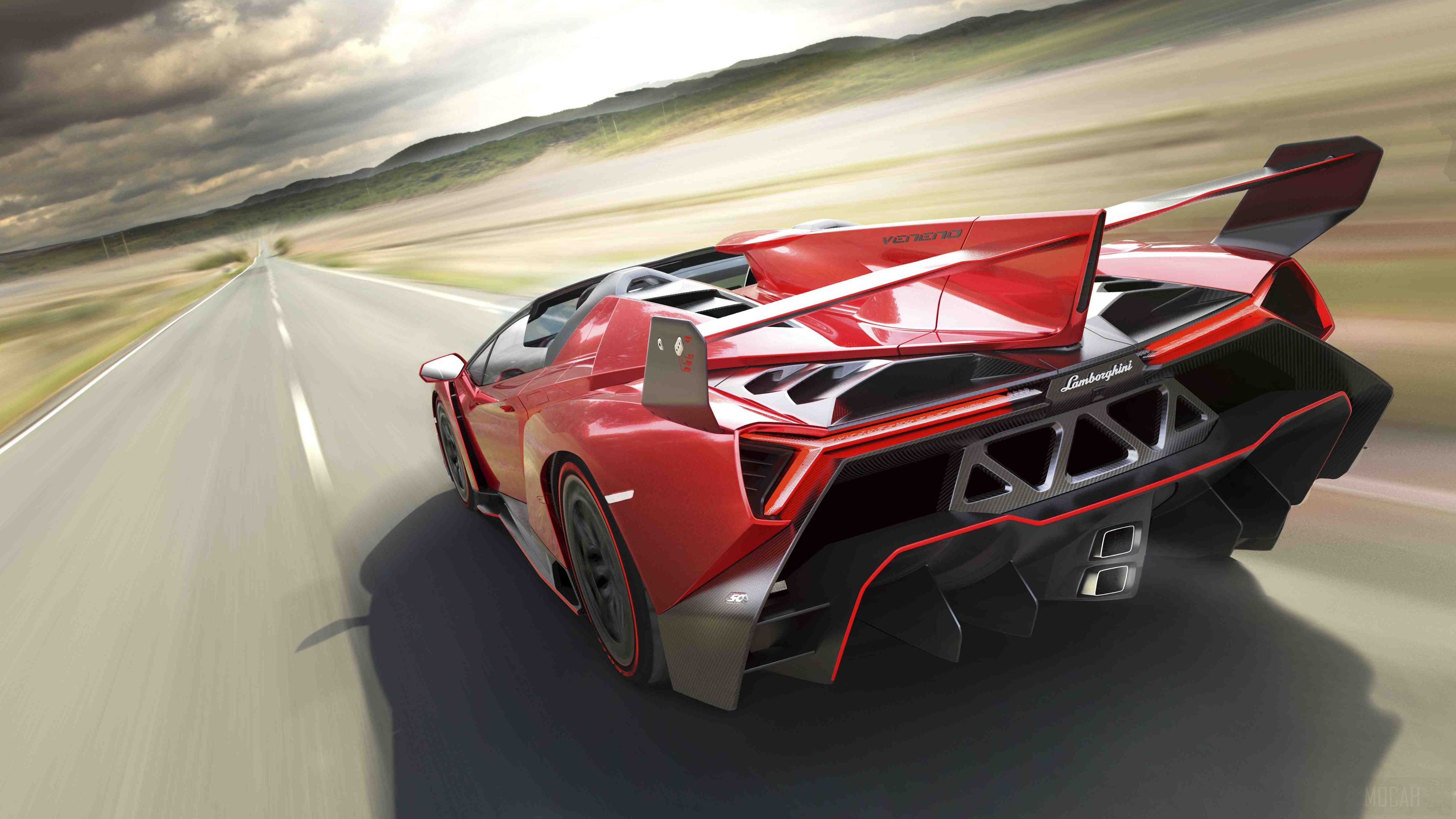 Lamborghini Veneno Roadster on a Road HD Wallpaper