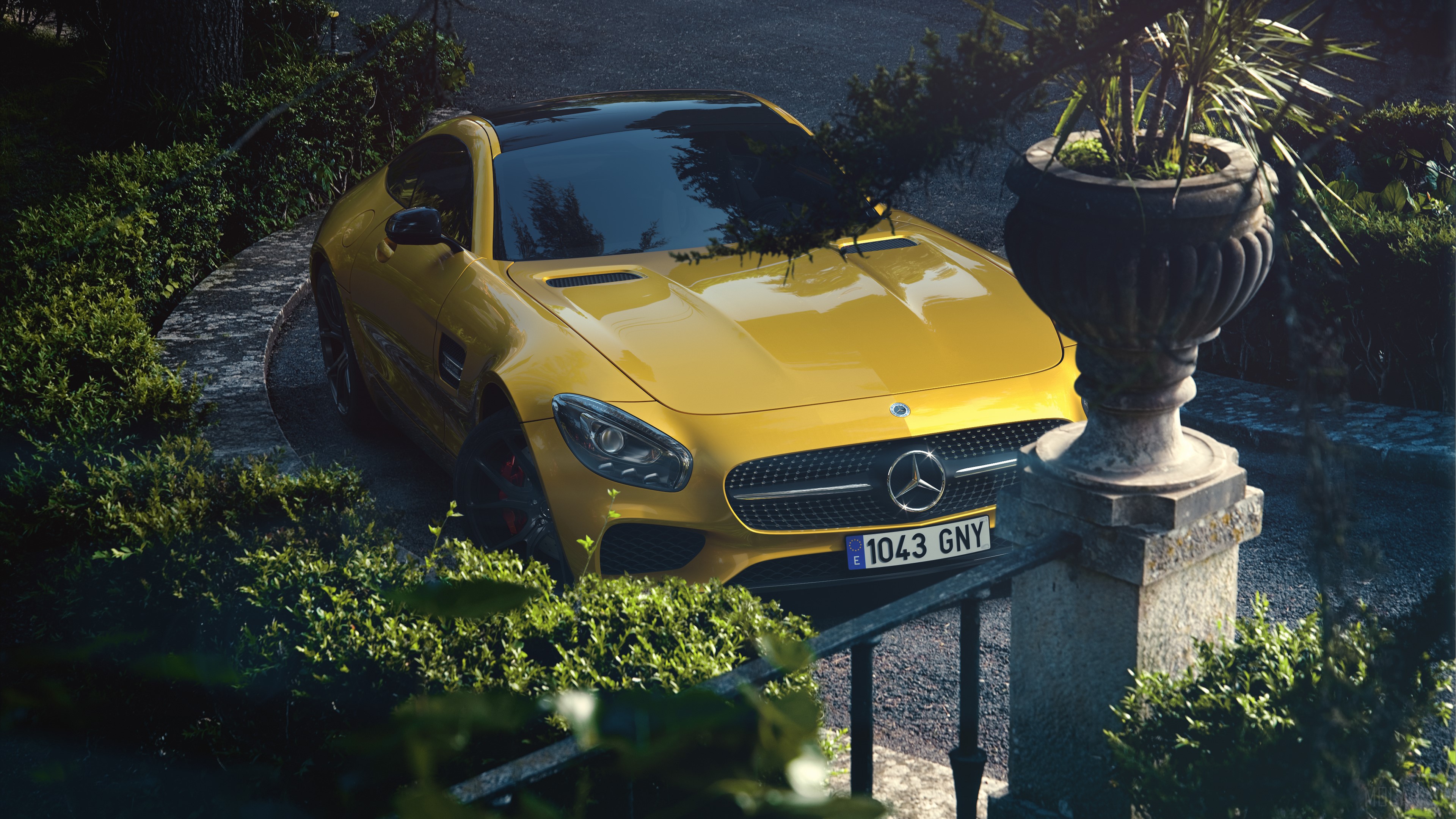 Yellow 2018 Mercedes Benz AMG GT 4K HD Wallpaper