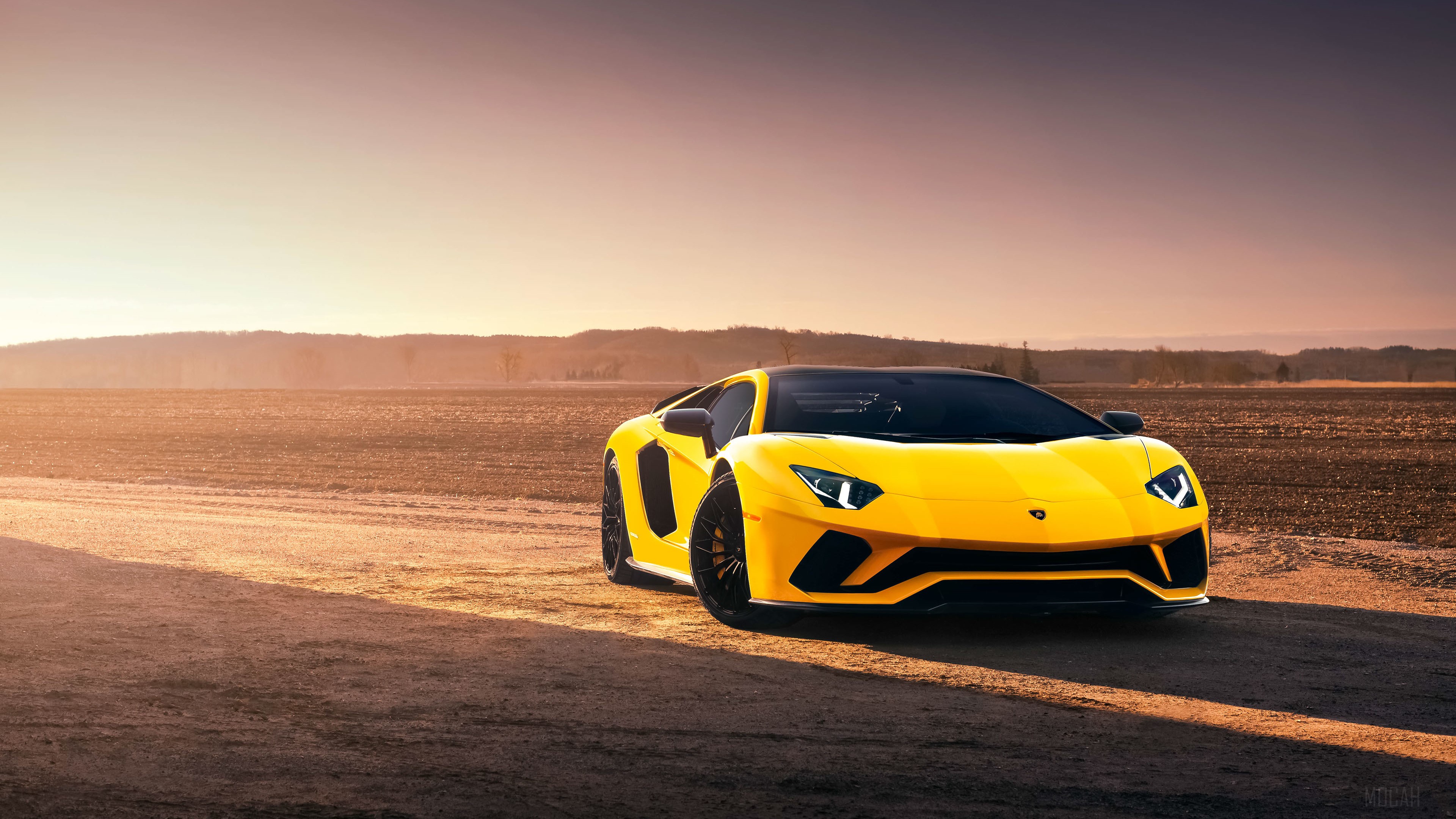 Yellow 2018 Lamborghini Aventador S 4K HD Wallpaper