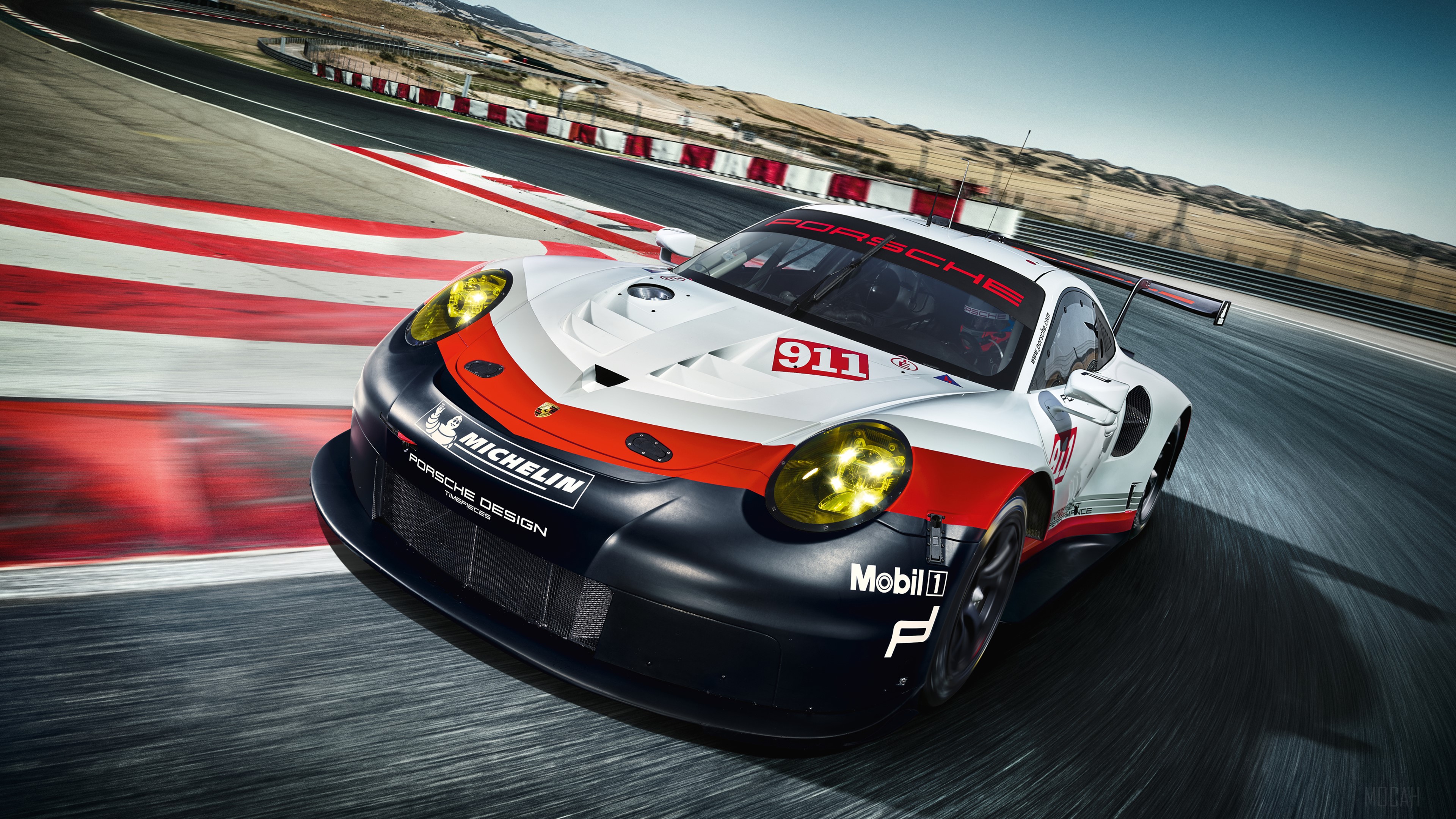 Porsche 911 RSR race car on track HD Wallpaper