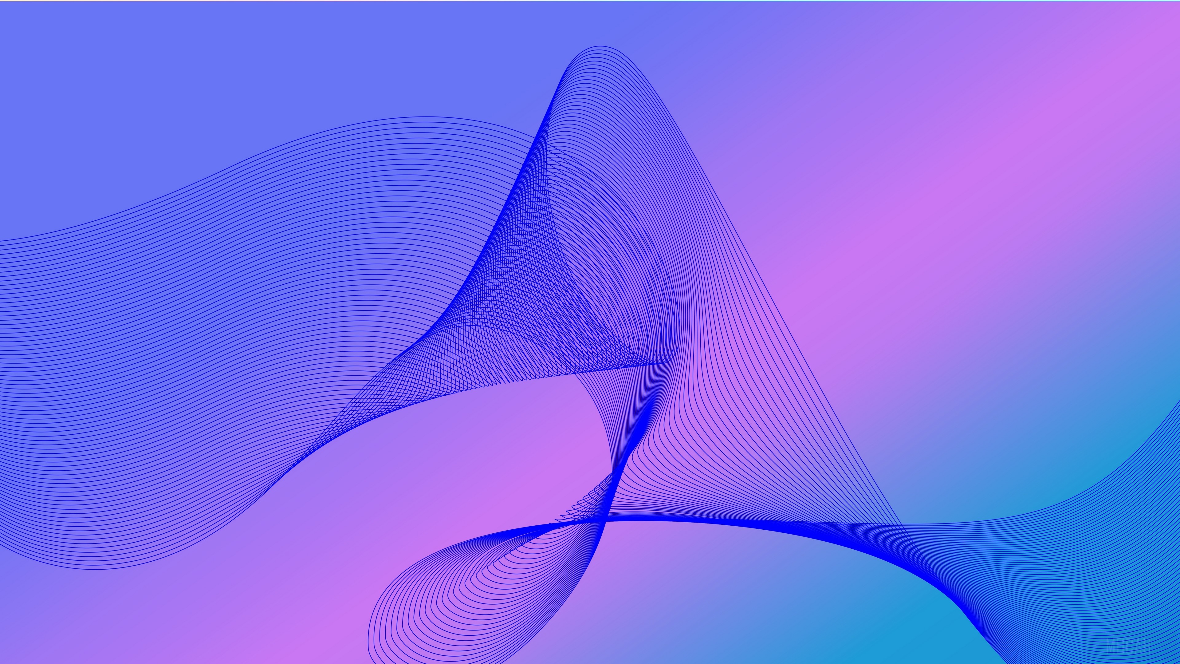 Abstract blue wavy lines on a gradient background 4K HD Wallpaper