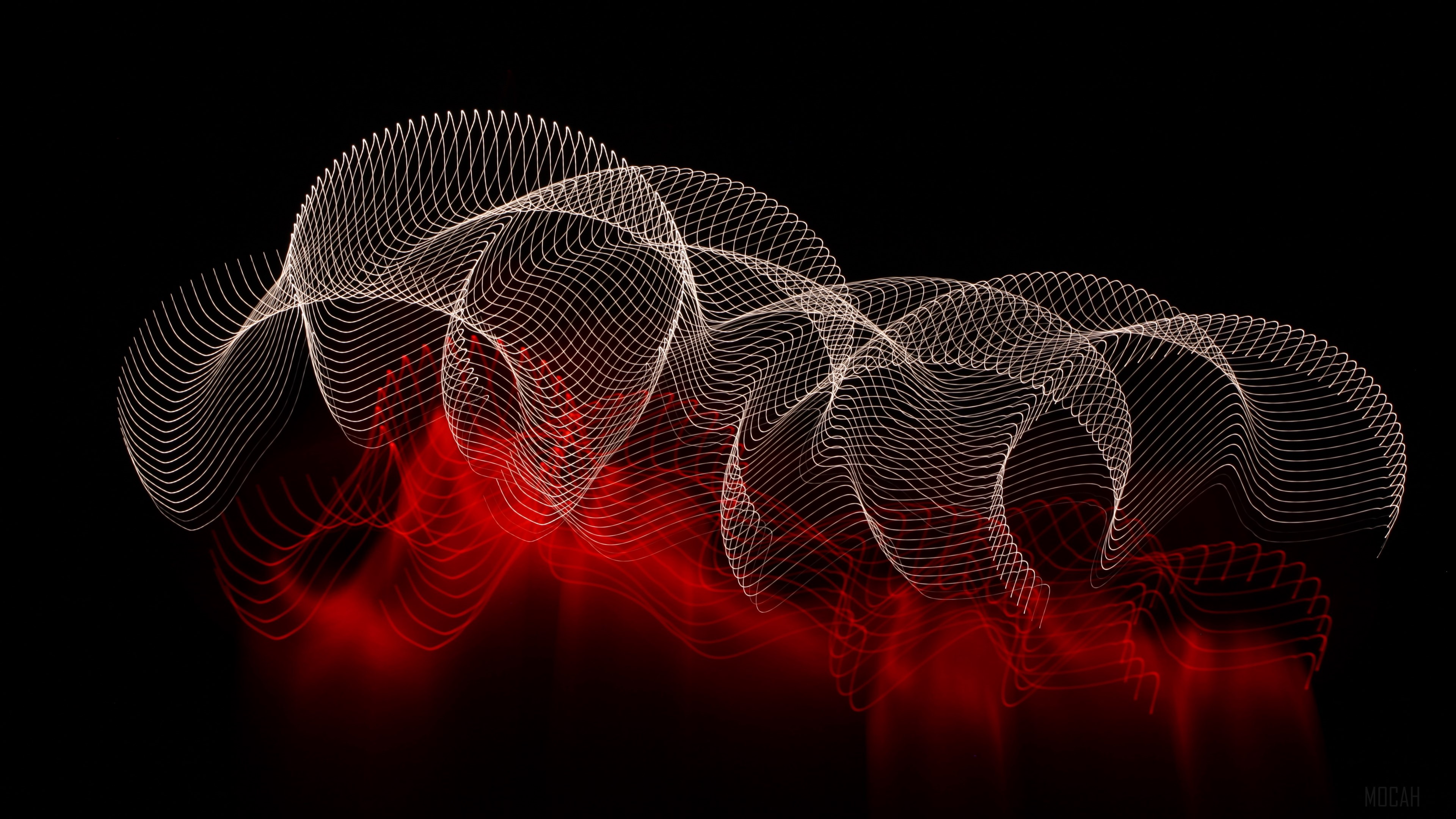 Abstract light painting with red reflections HD Wallpaper