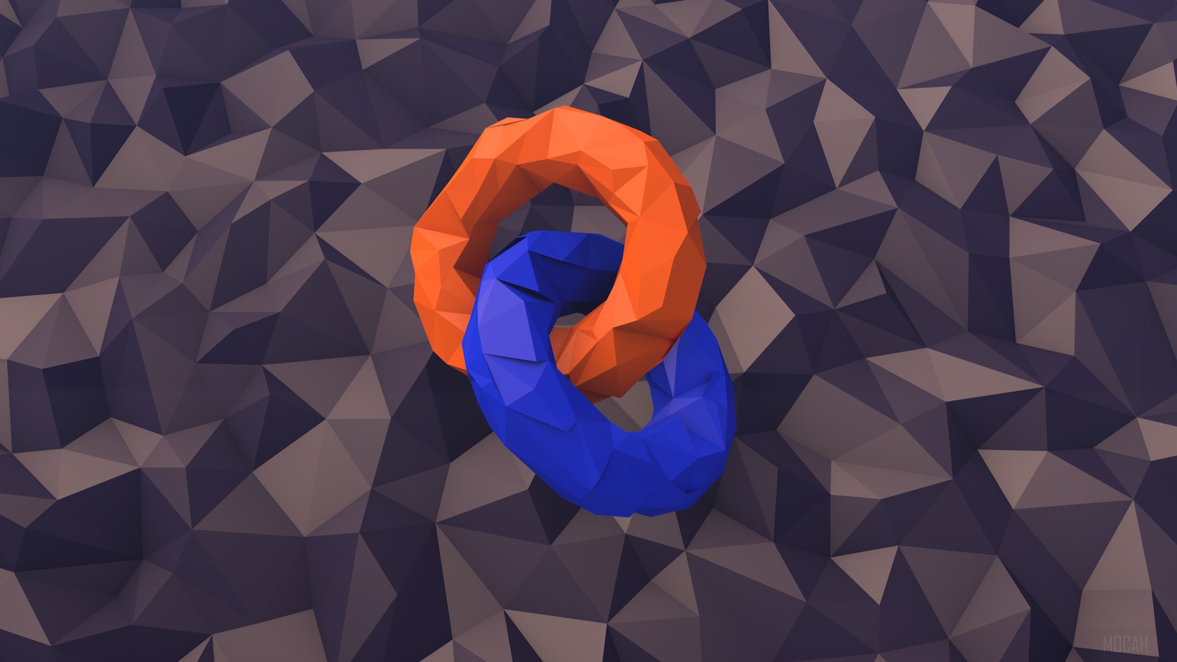 Interlocking Rings on Polygonal Background 4K HD Wallpaper