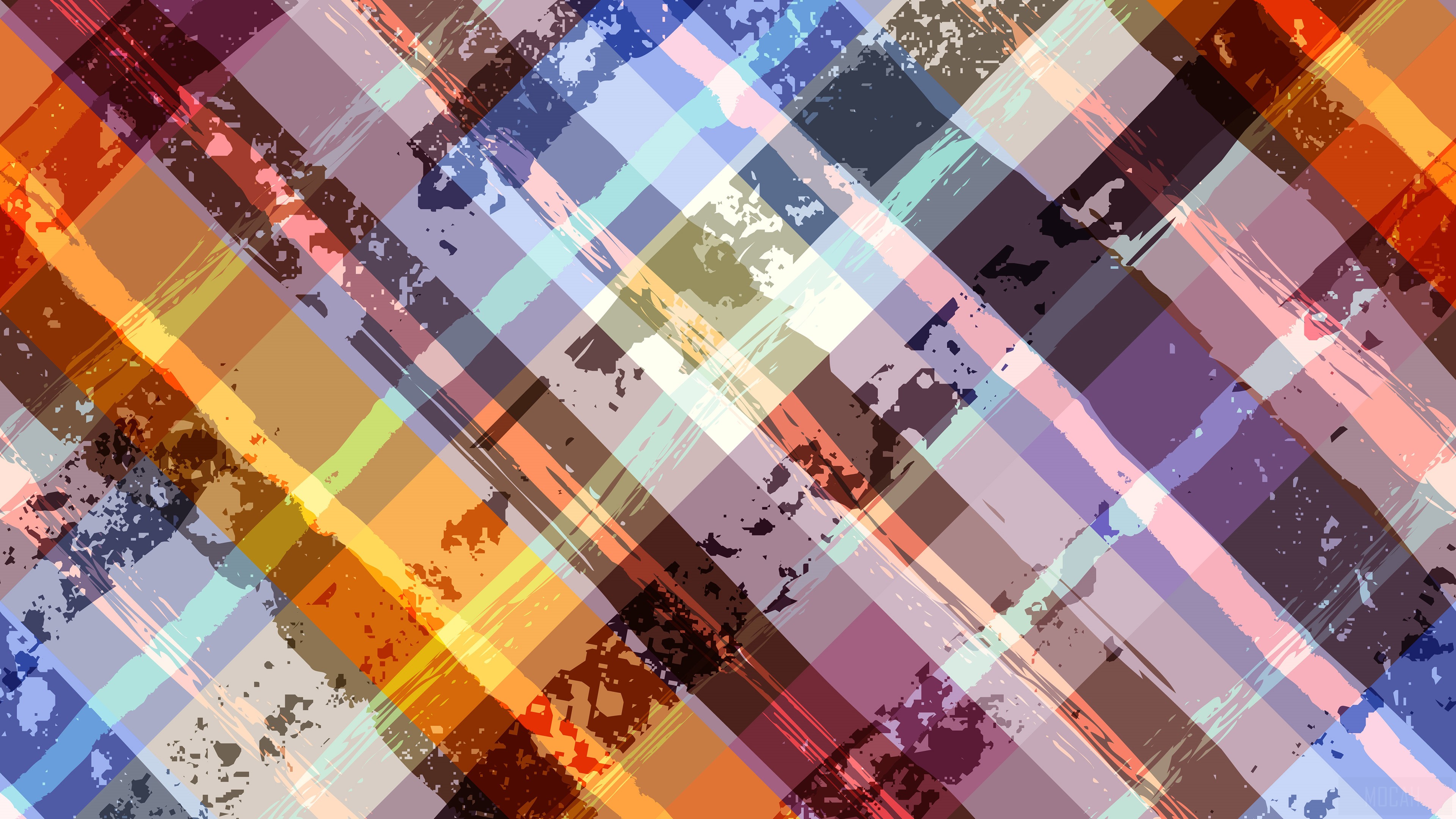 Abstract Plaid Pattern with Grunge Texture 4K HD Wallpaper