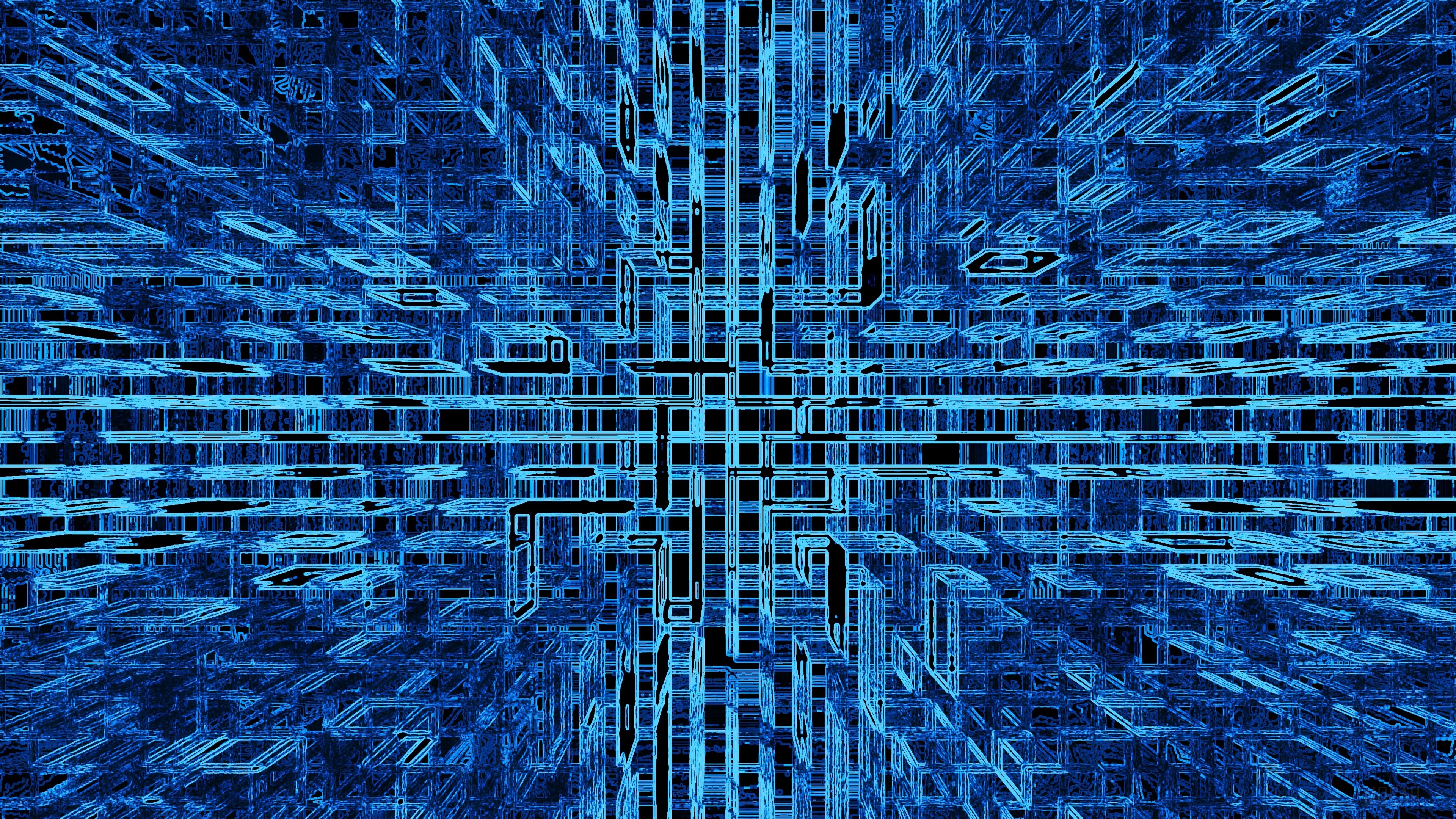 Abstract blue digital grid 4K HD Wallpaper