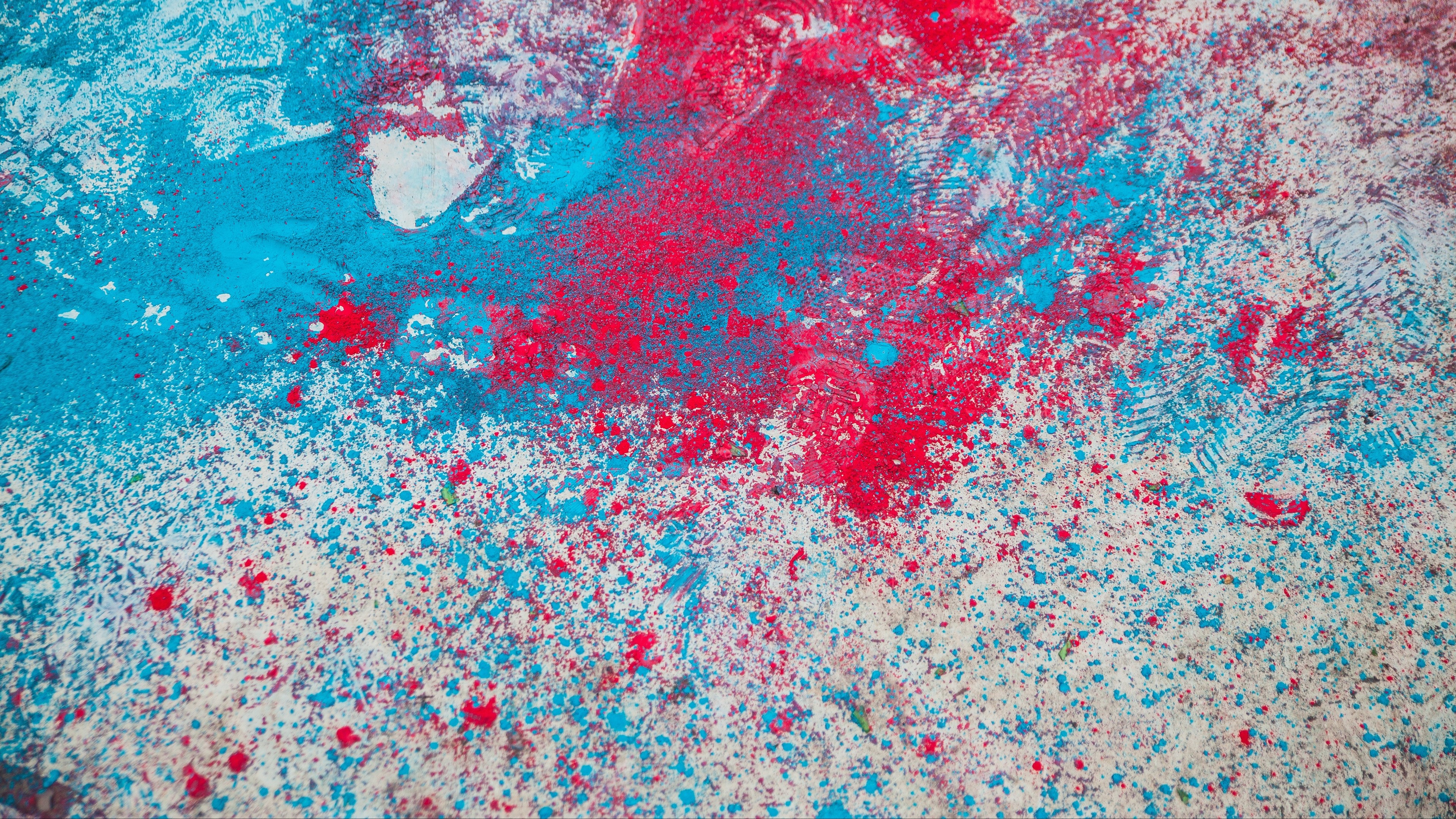 Dry traces of red and blue paint 4K HD Wallpaper