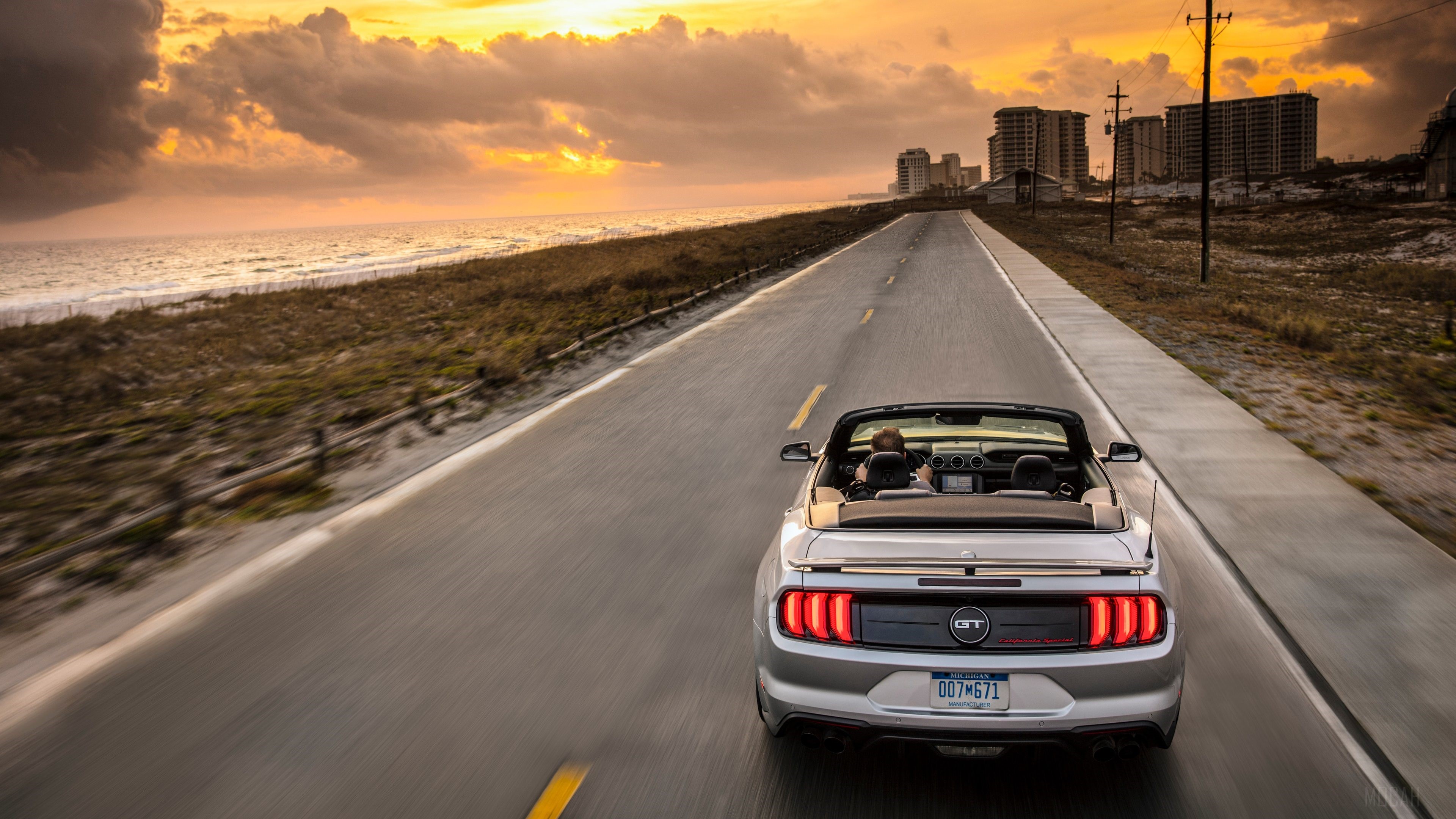 2019 Ford Mustang GT Convertible on Coastal Road HD Wallpaper