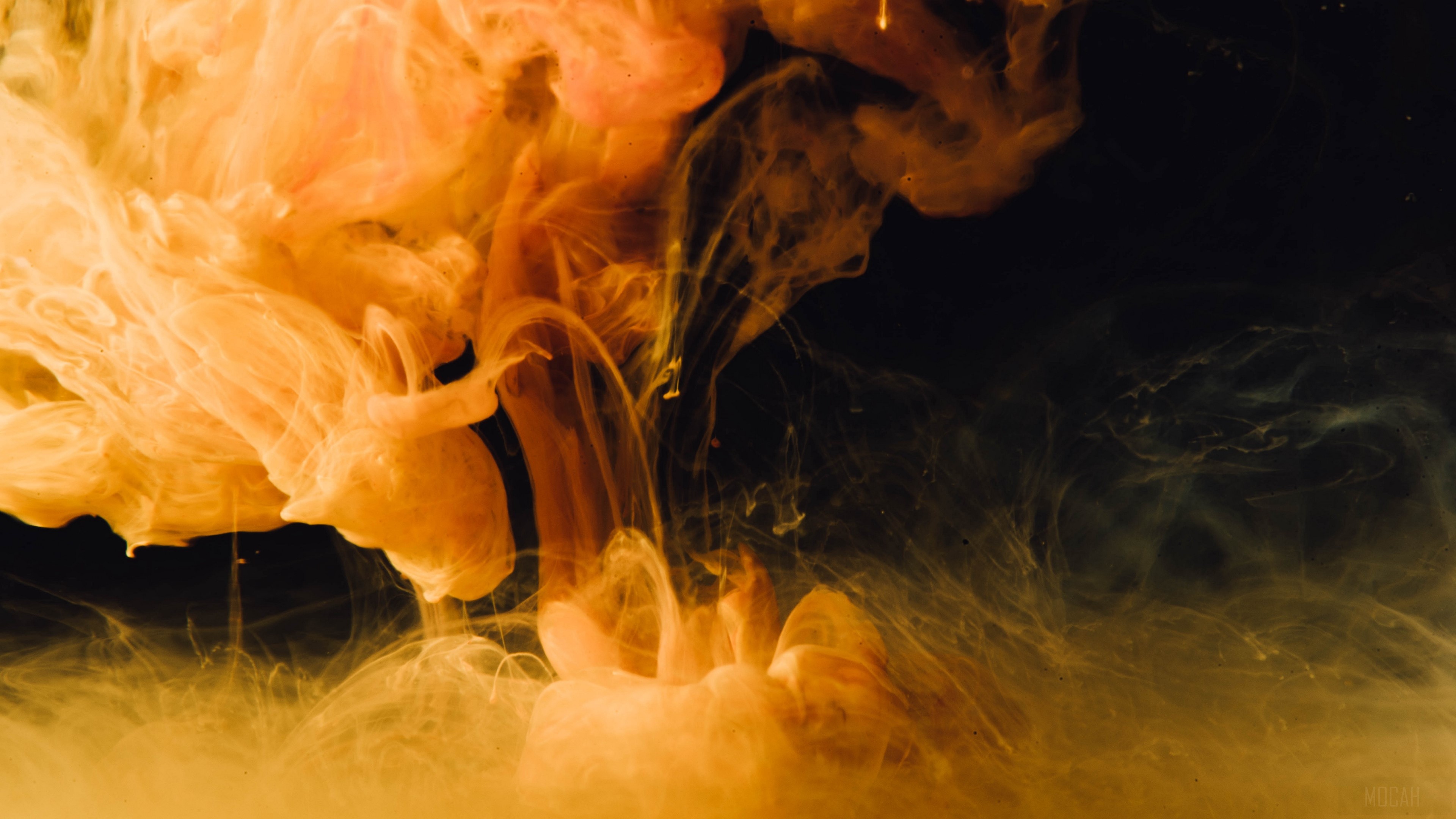 Orange smoke and light 4K HD Wallpaper