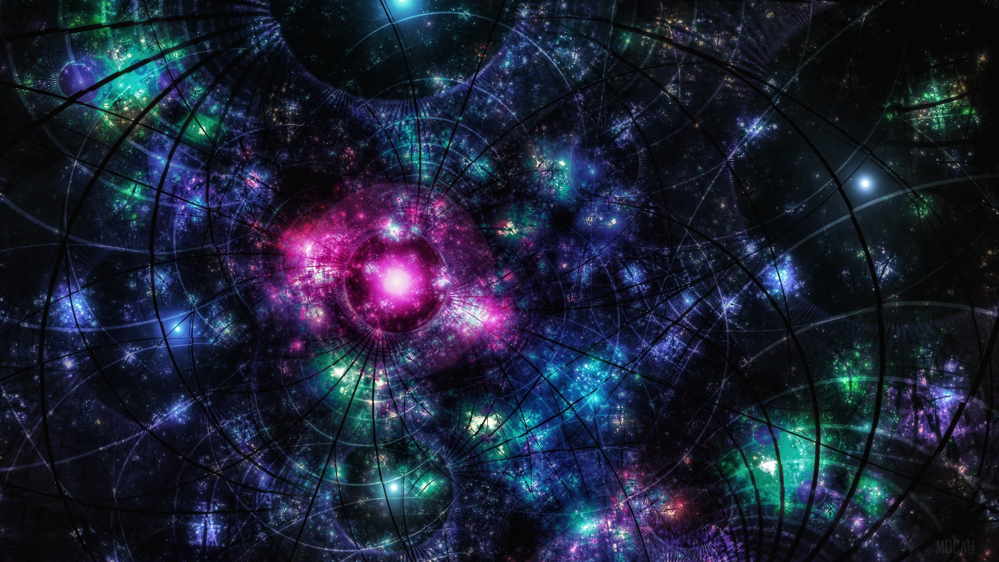 Abstract Fractal Patterns with Glittering Spots 4K HD Wallpaper