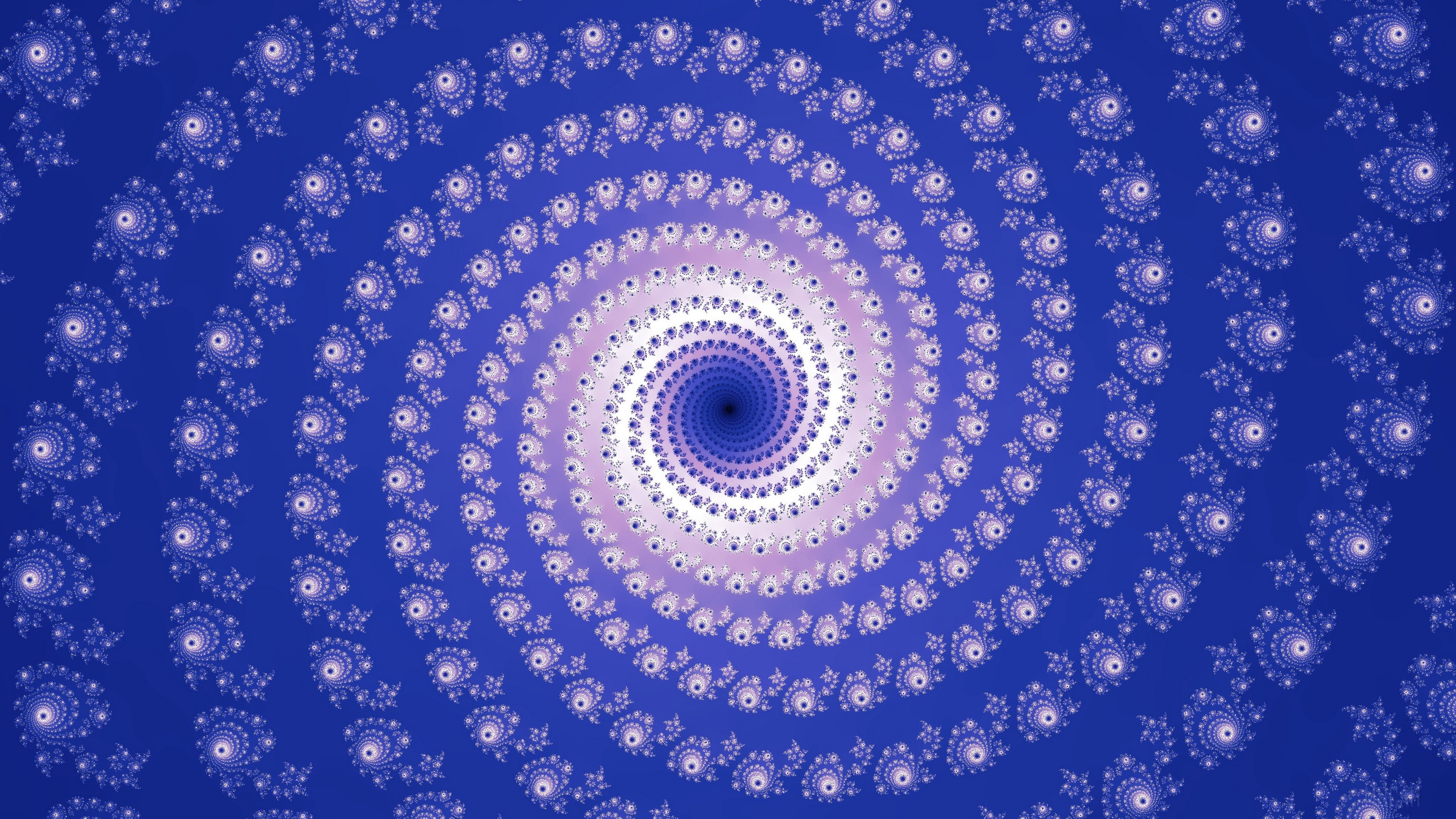 Fractal spiral pattern in blue and purple 4K HD Wallpaper
