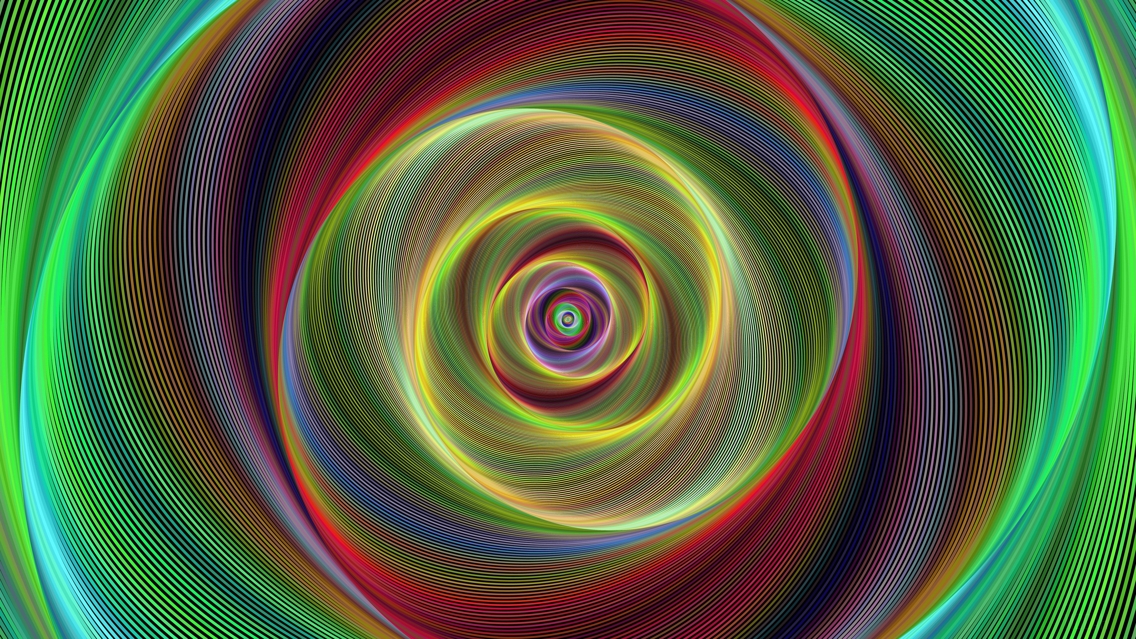 Colorful fractal spiral with lines 4K HD Wallpaper