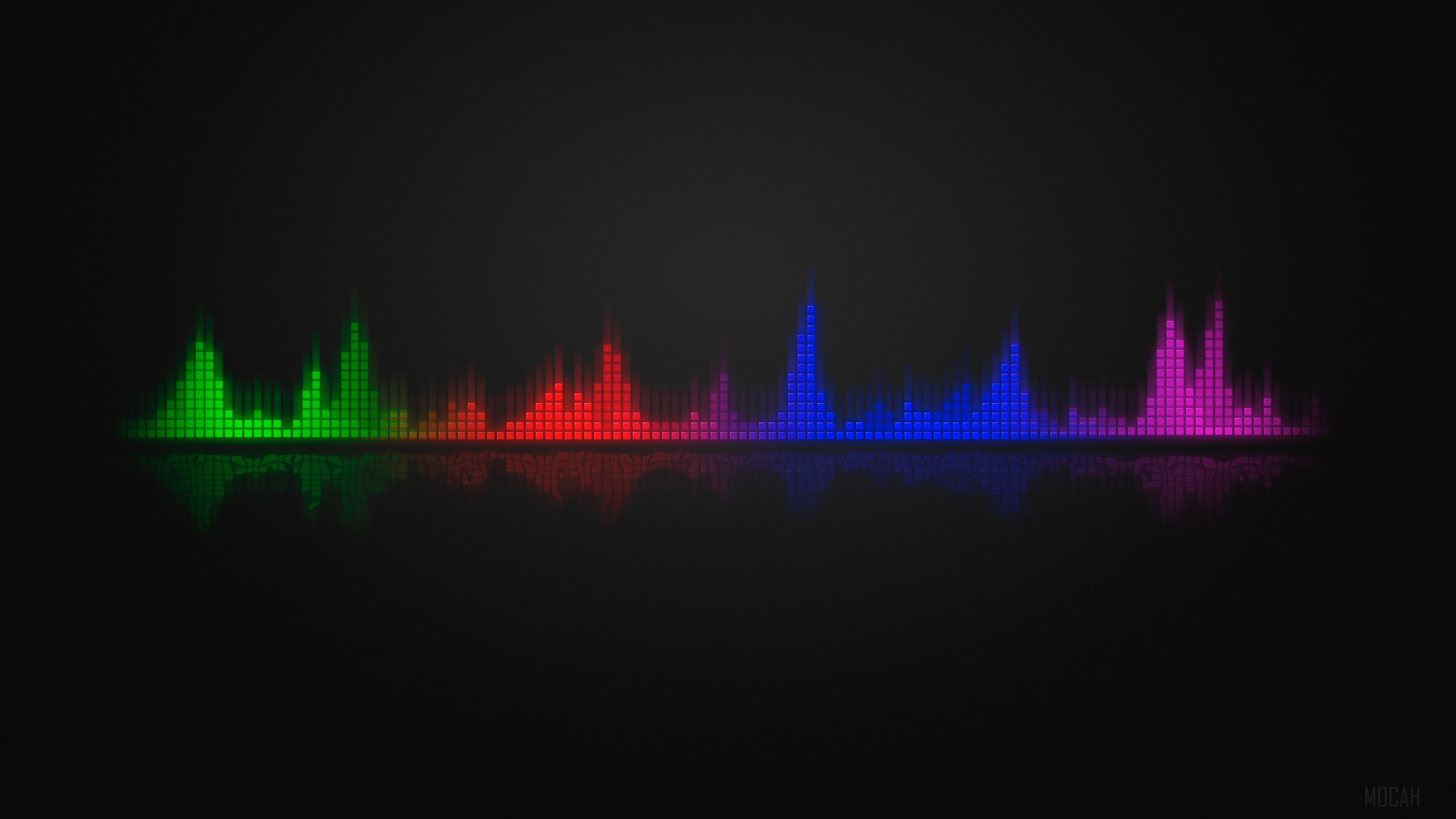 Digital equalizer with colorful bars and reflection HD Wallpaper