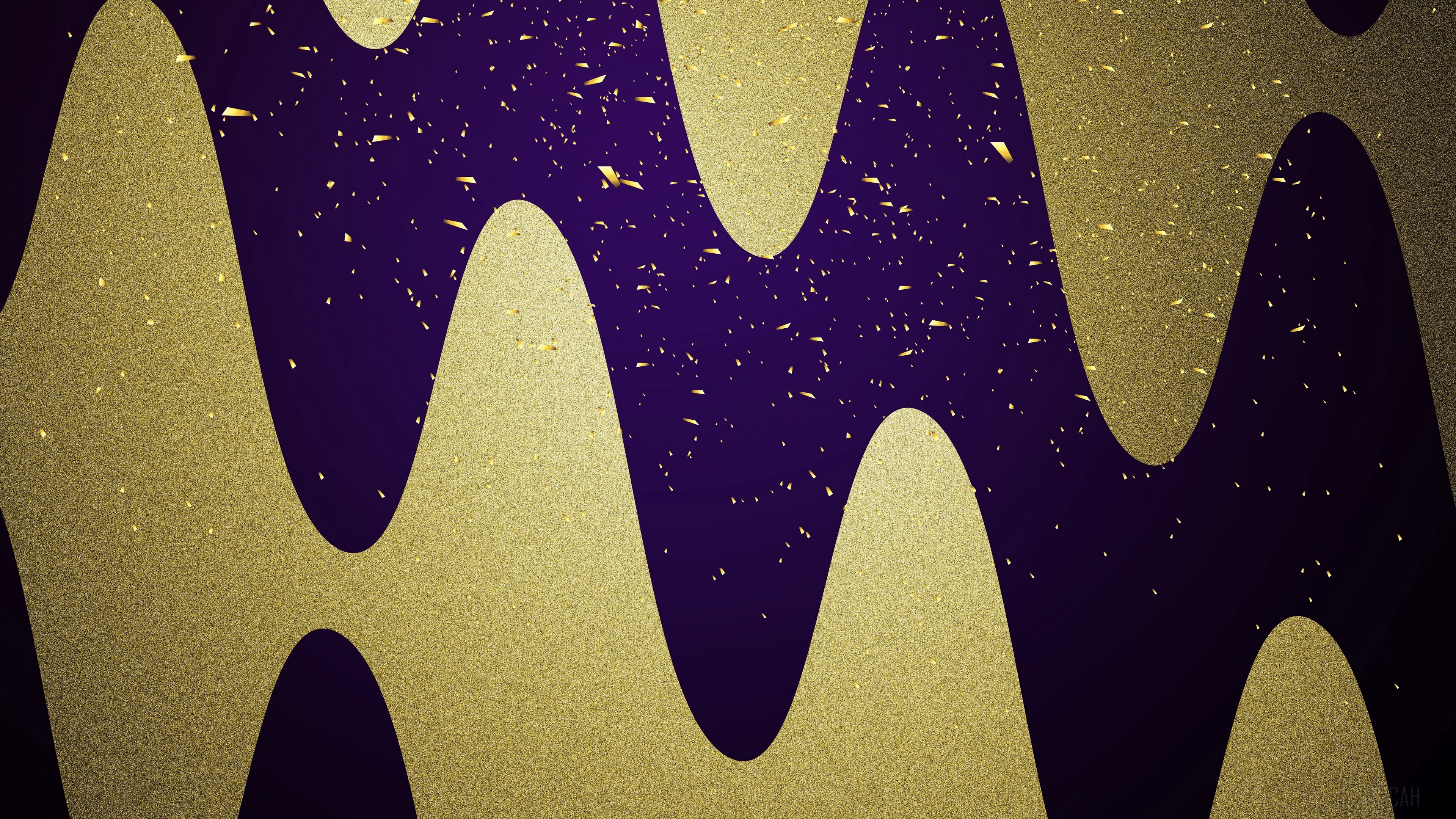 Abstract purple and gold wavy pattern with gold flecks HD Wallpaper