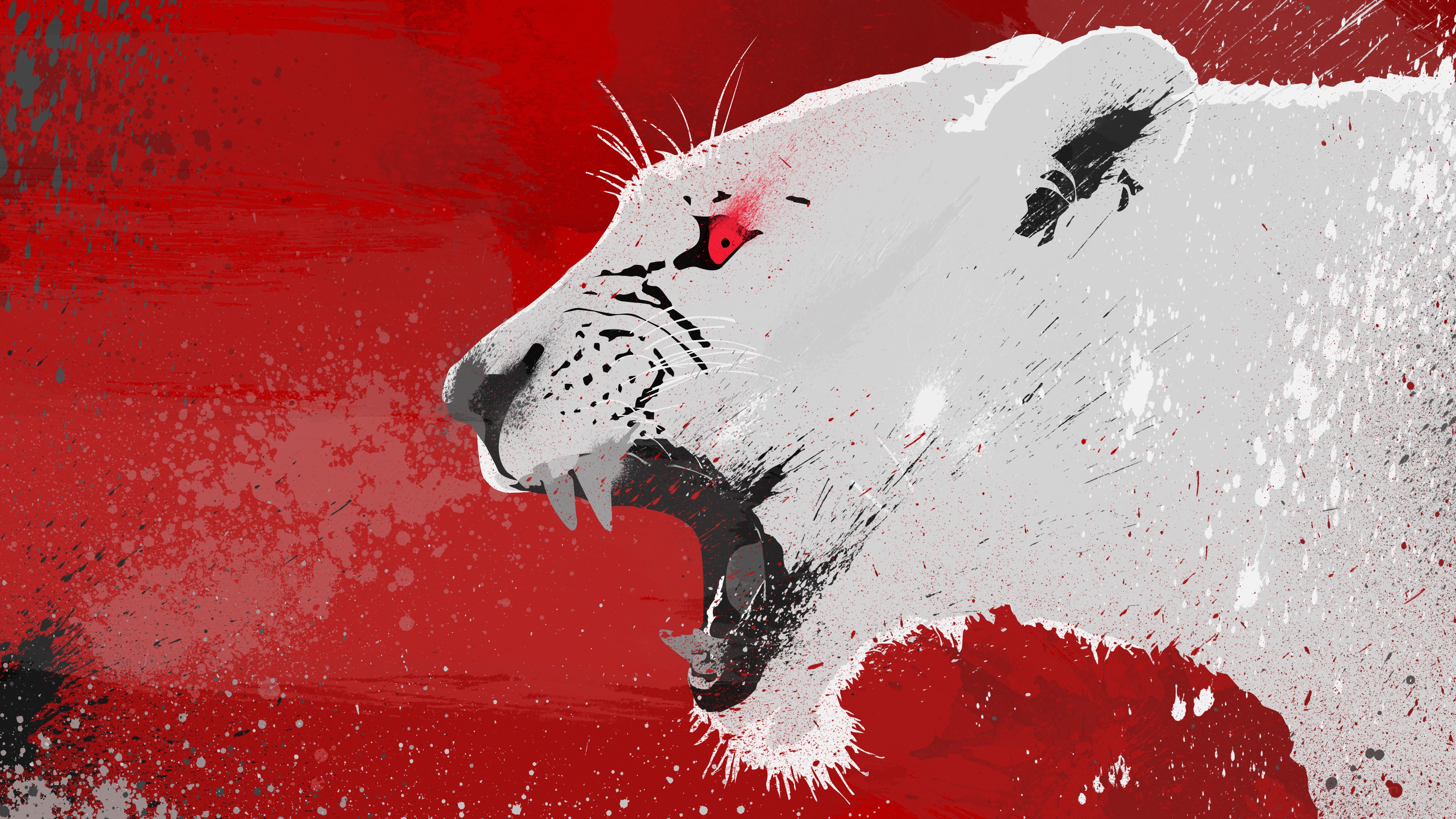 White Lion Roaring 4K HD Wallpaper