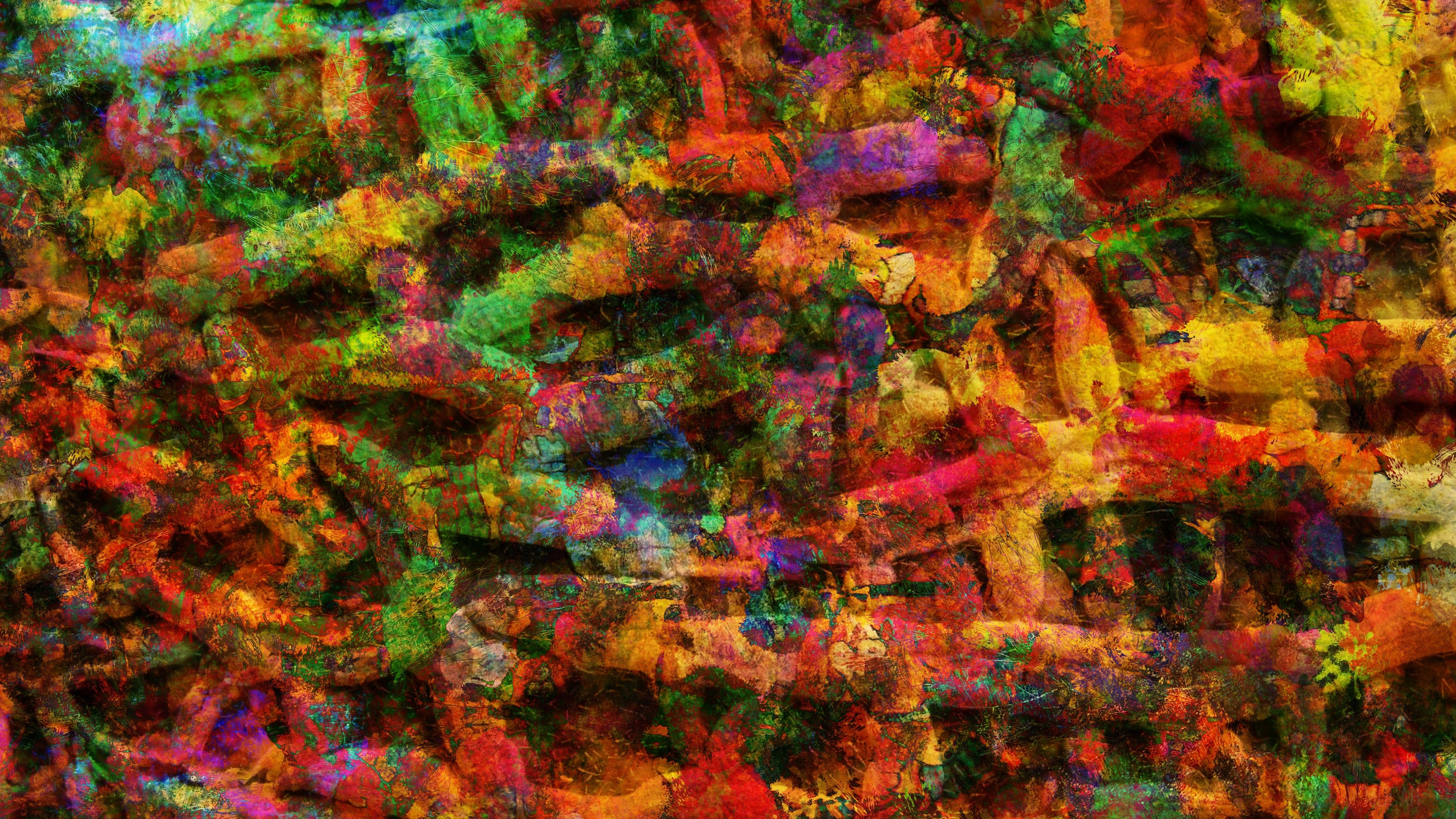 Abstract colorful art with spots 4K HD Wallpaper