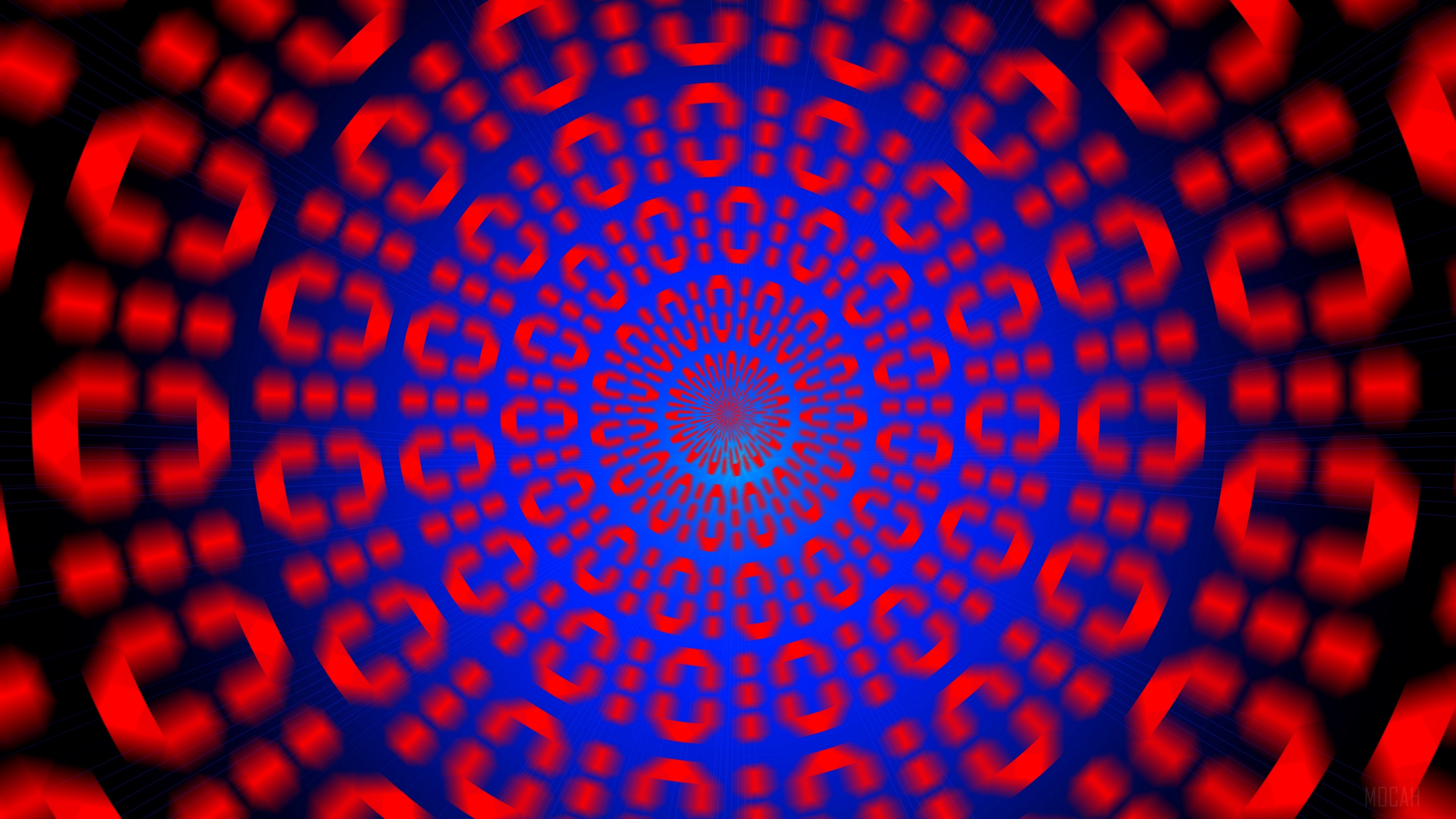 Red and blue abstract optical illusion 4K HD Wallpaper