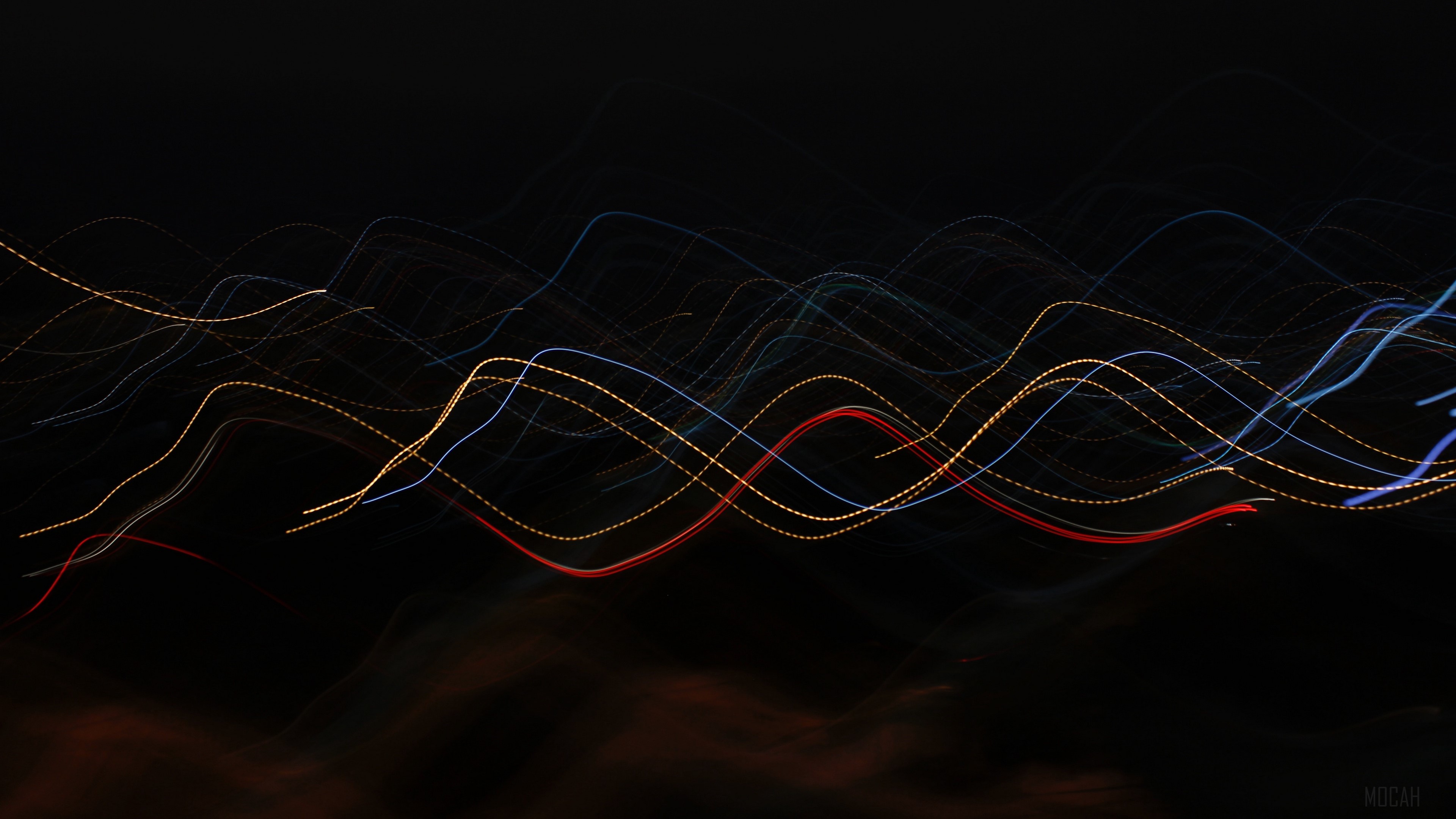 Wavy intermittent light lines 4K HD Wallpaper