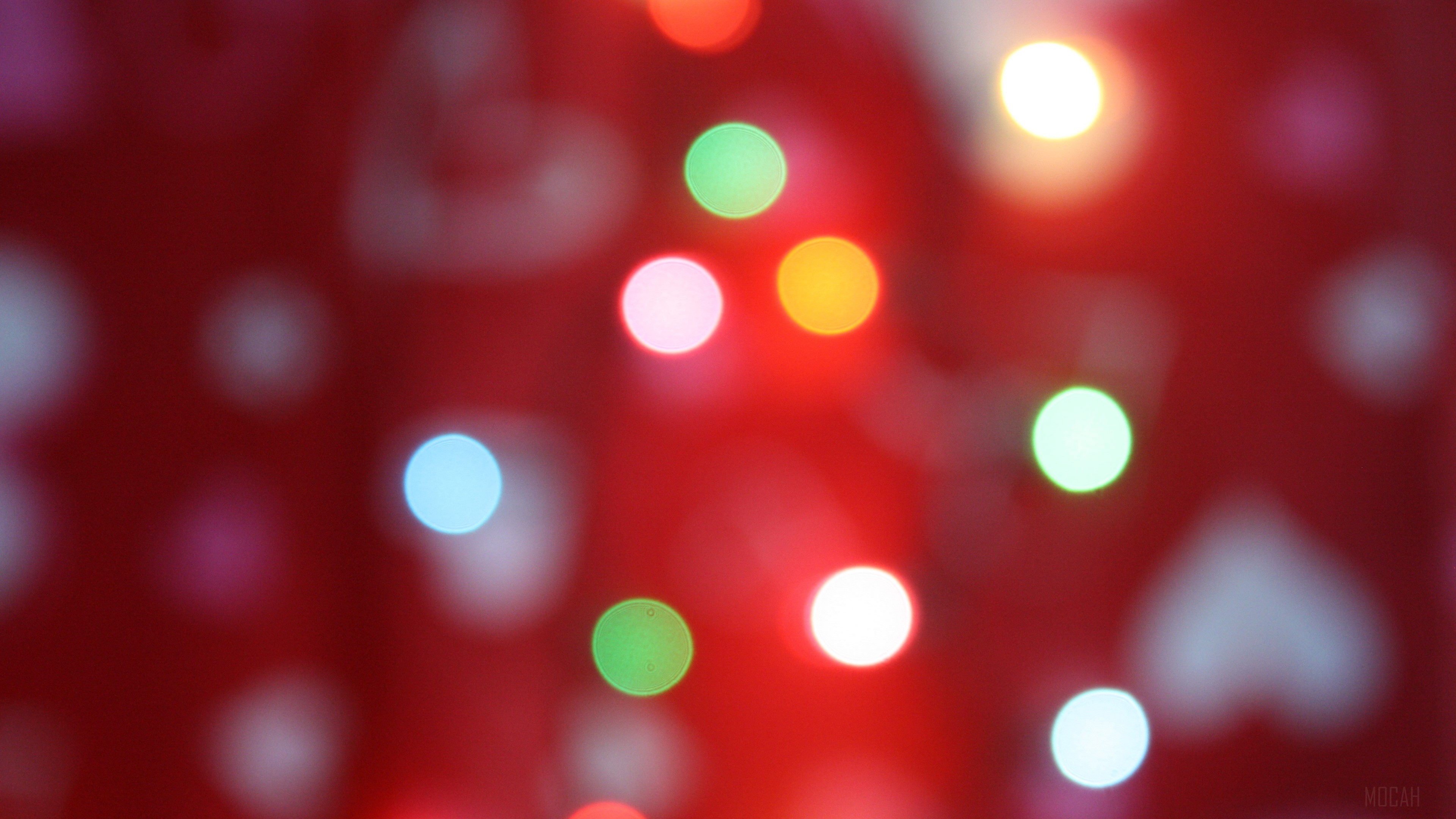 Bokeh lights on red heart background 4K HD Wallpaper