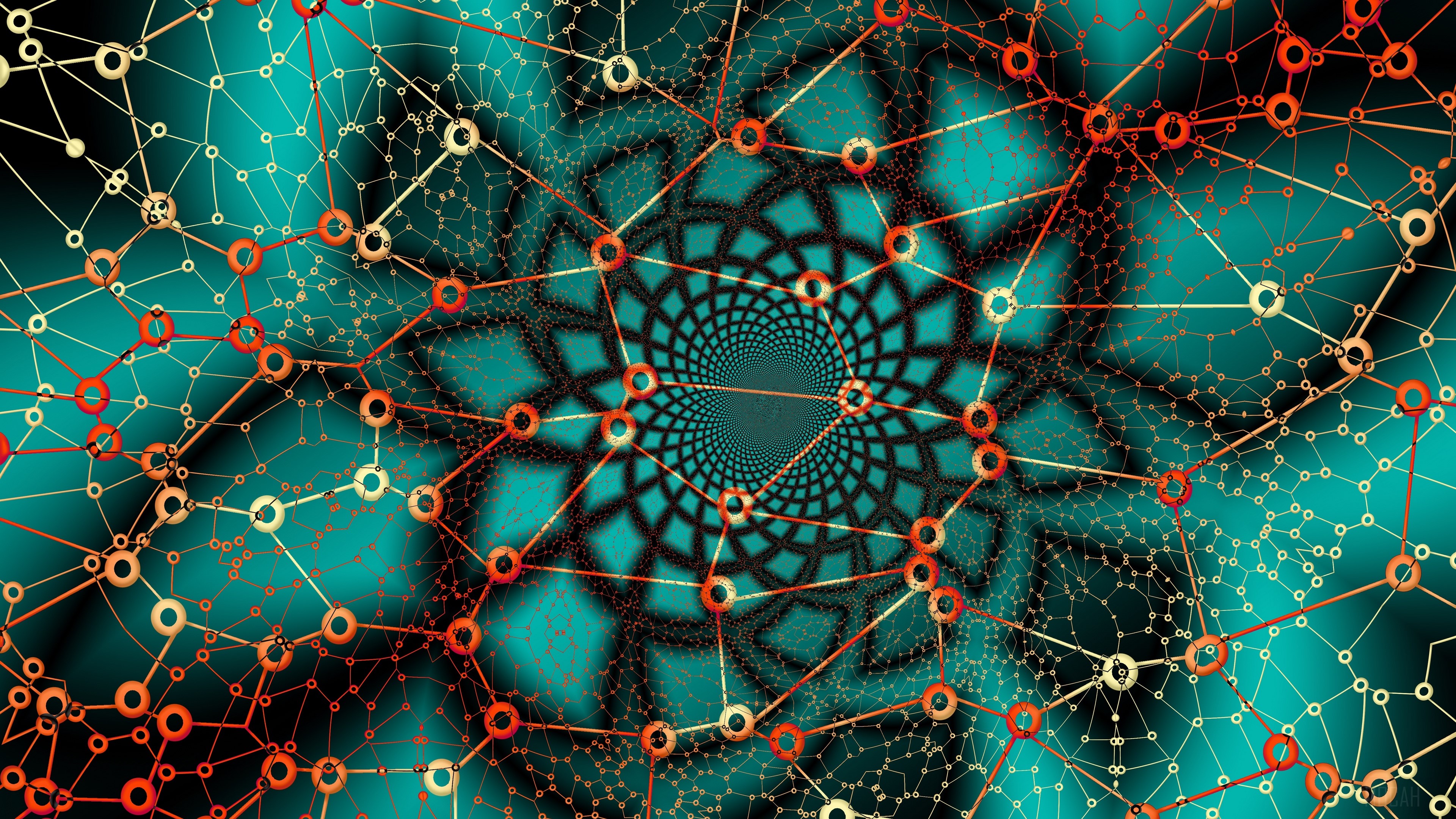 Abstract network of lines and circles in 4K HD Wallpaper