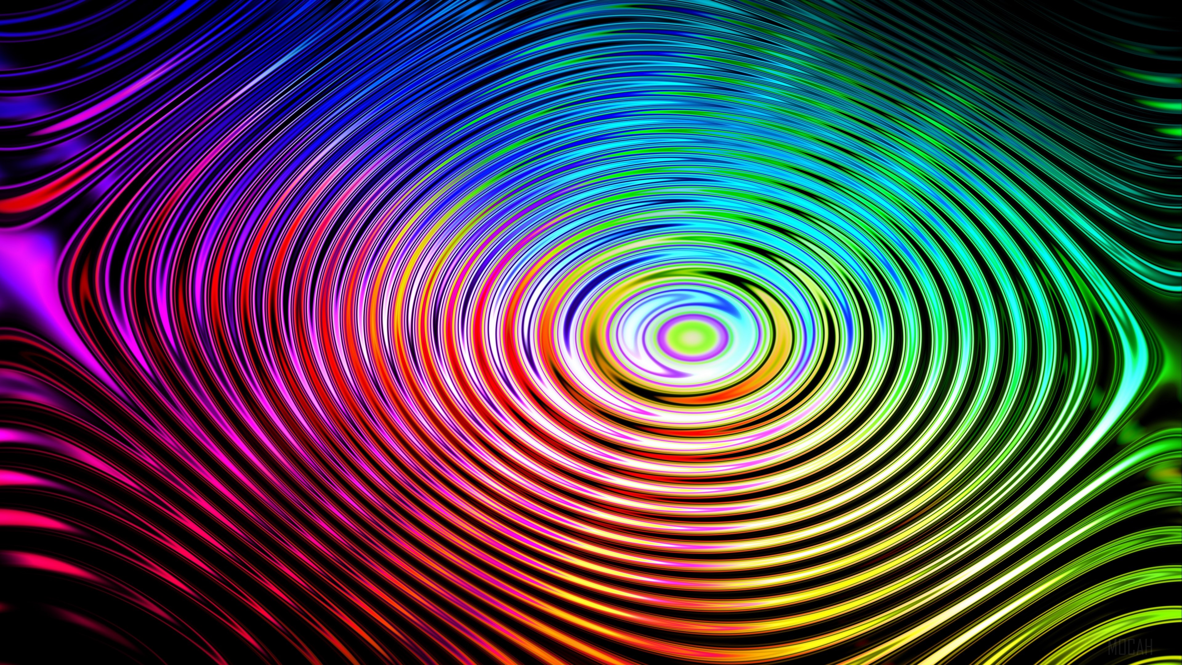 Colorful Wavy Circles 4K HD Wallpaper