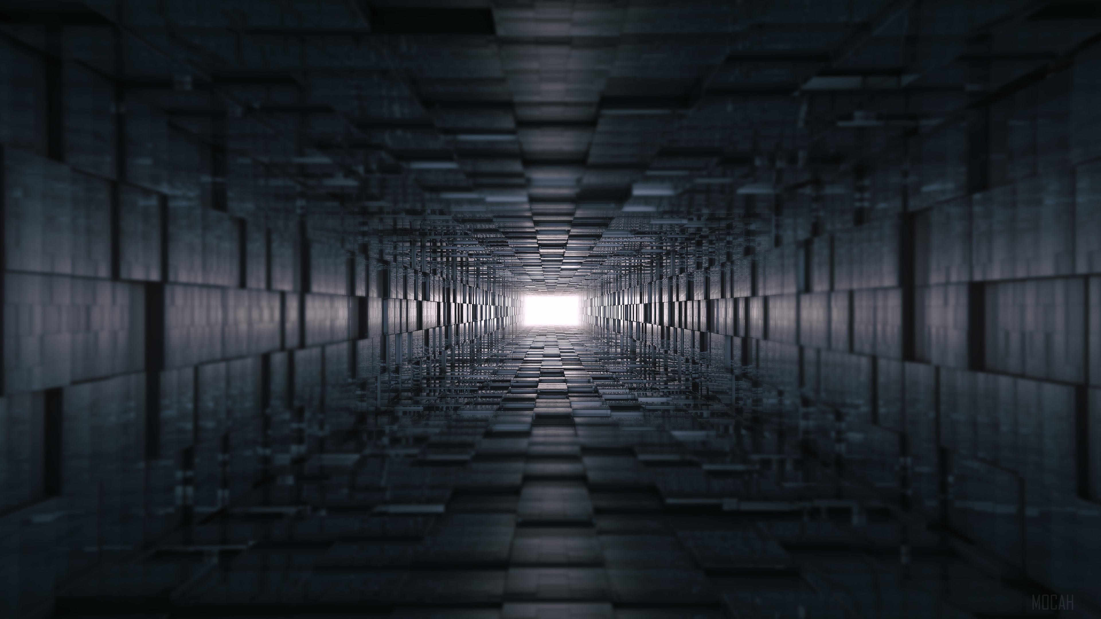 Abstract Dark Geometric Tunnel 4K HD Wallpaper