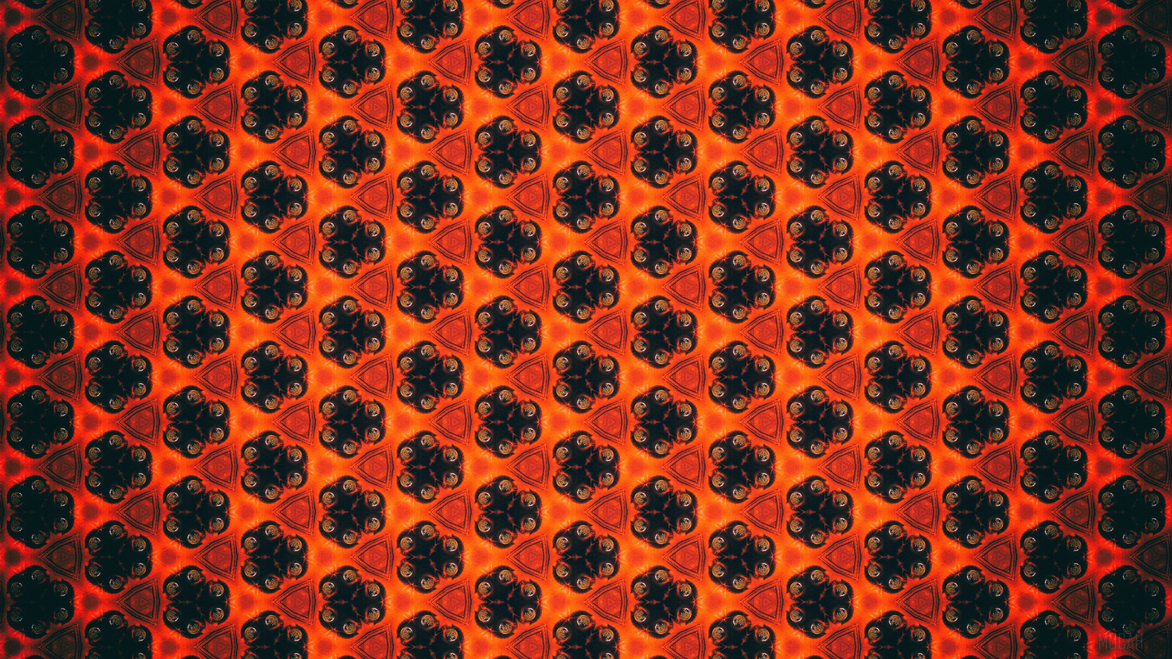 Orange and black floral pattern 4K HD Wallpaper