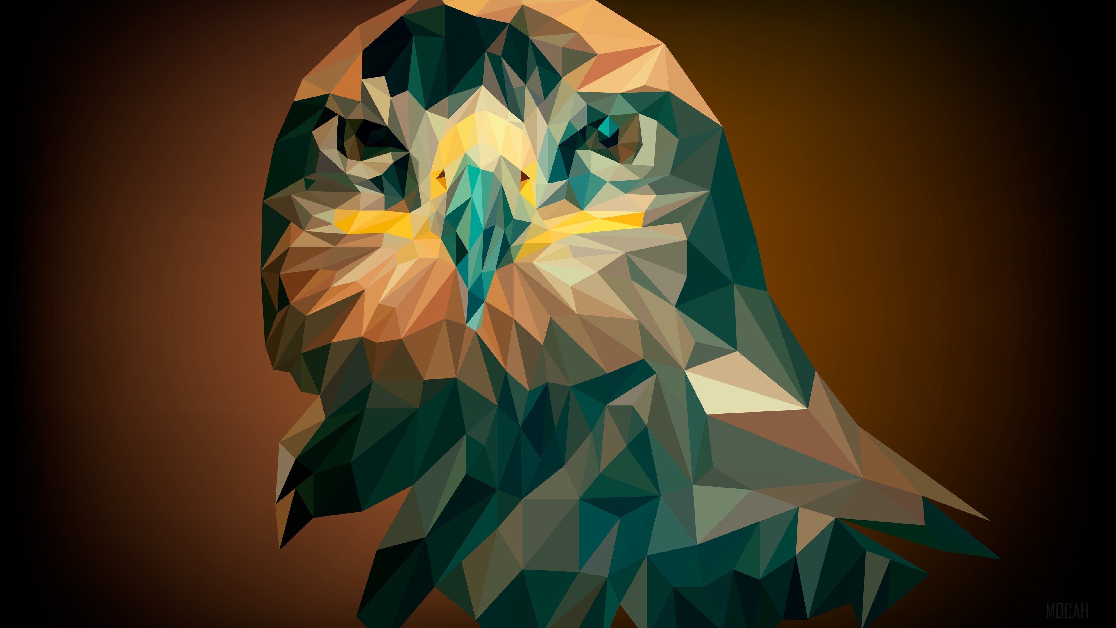 Abstract geometric owl portrait 4k HD Wallpaper