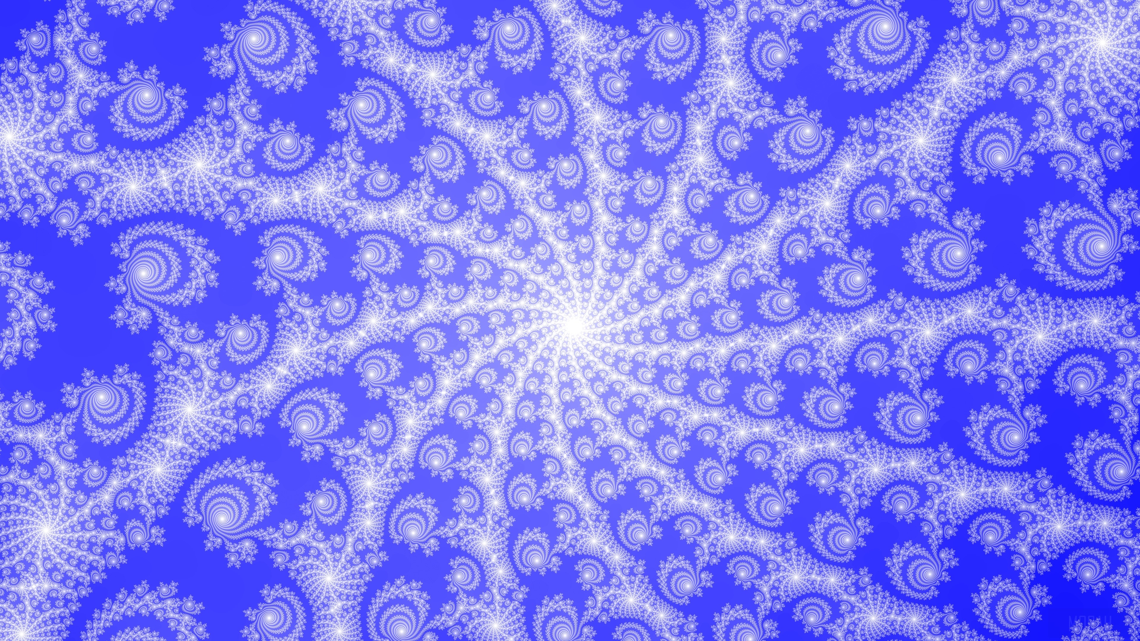 Blue fractal patterns with rotation 4K HD Wallpaper