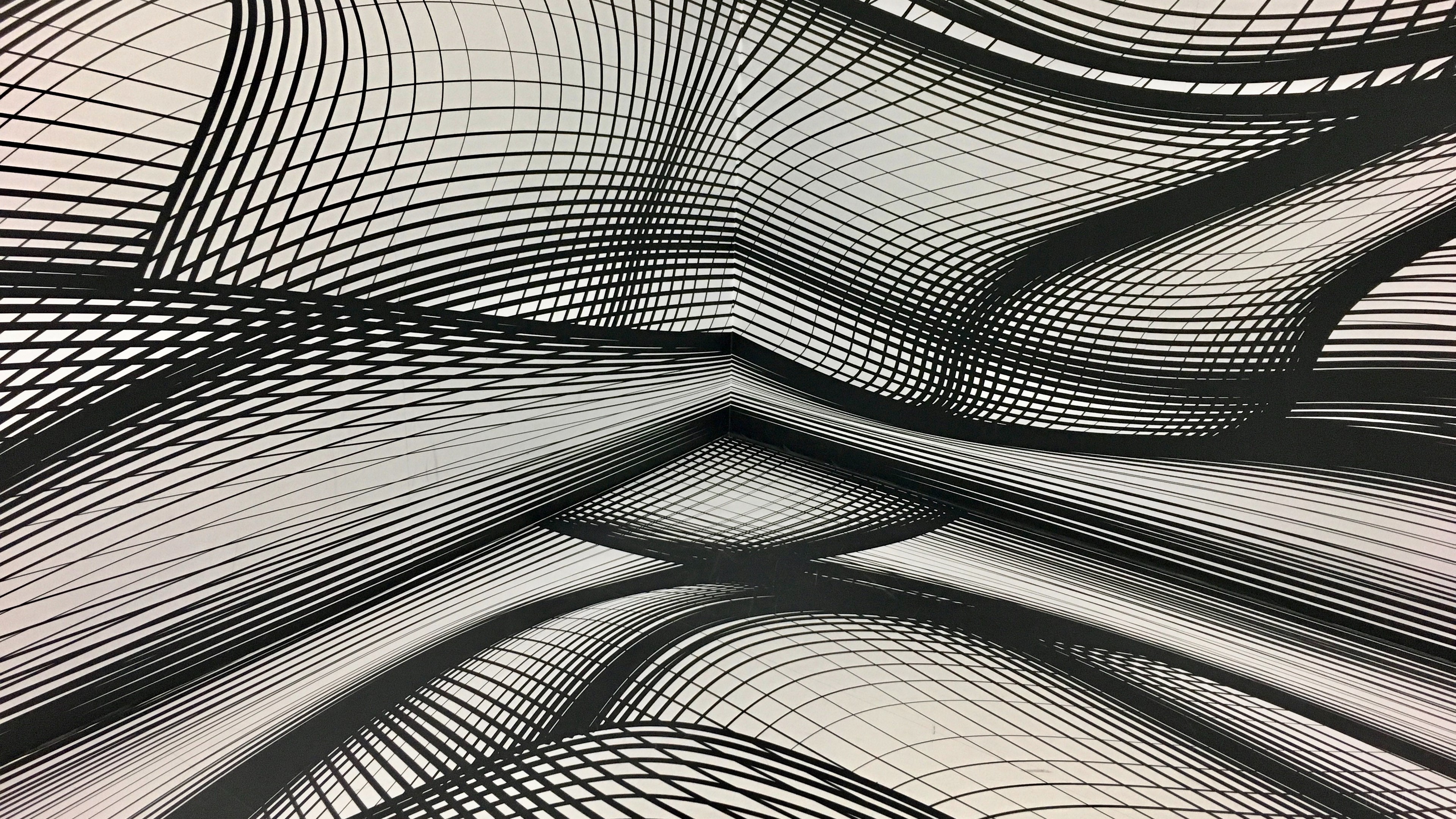 Monochrome abstract wavy lines pattern 4K HD Wallpaper
