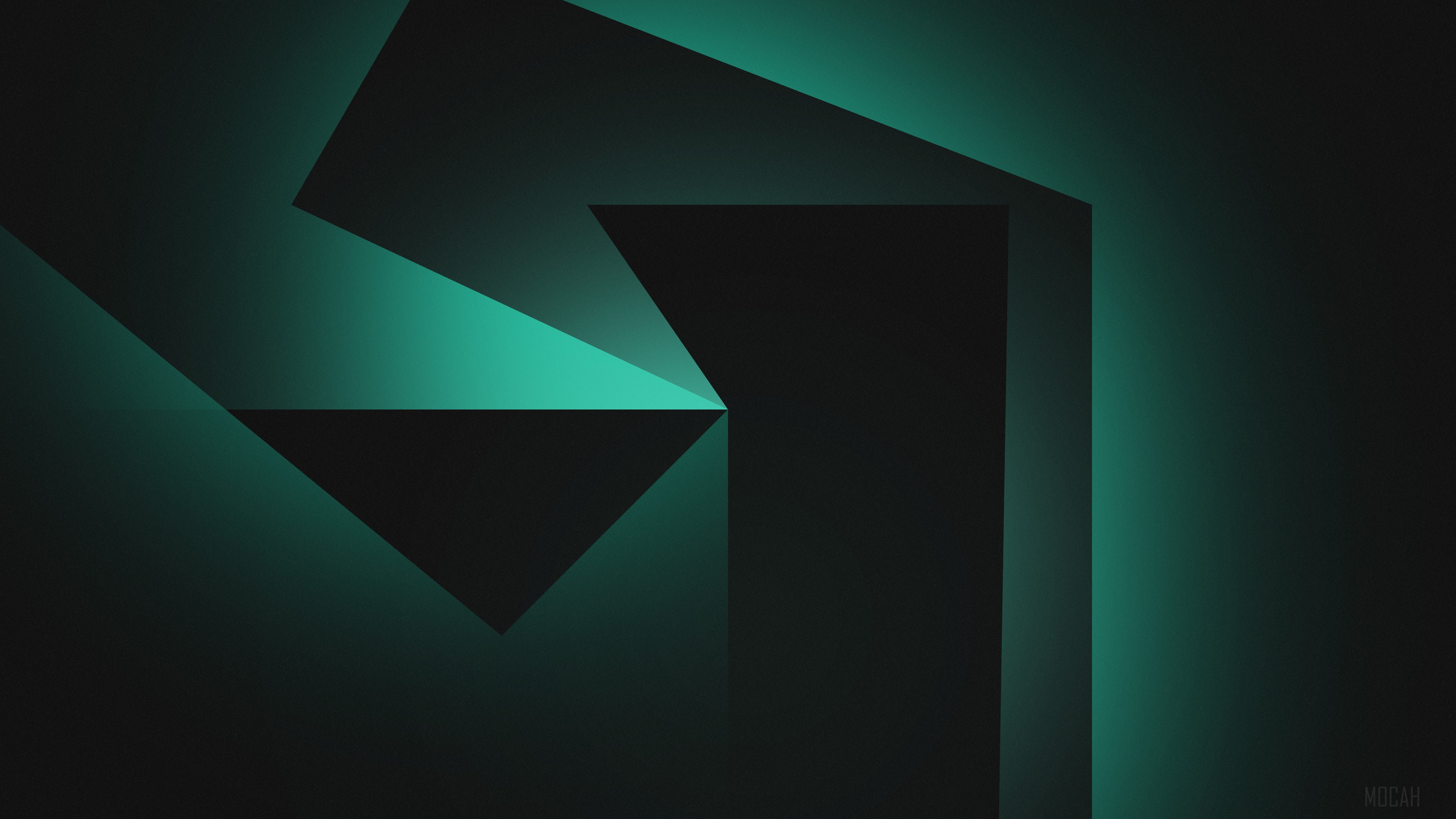 Abstract geometric shapes with teal lighting 4K HD Wallpaper