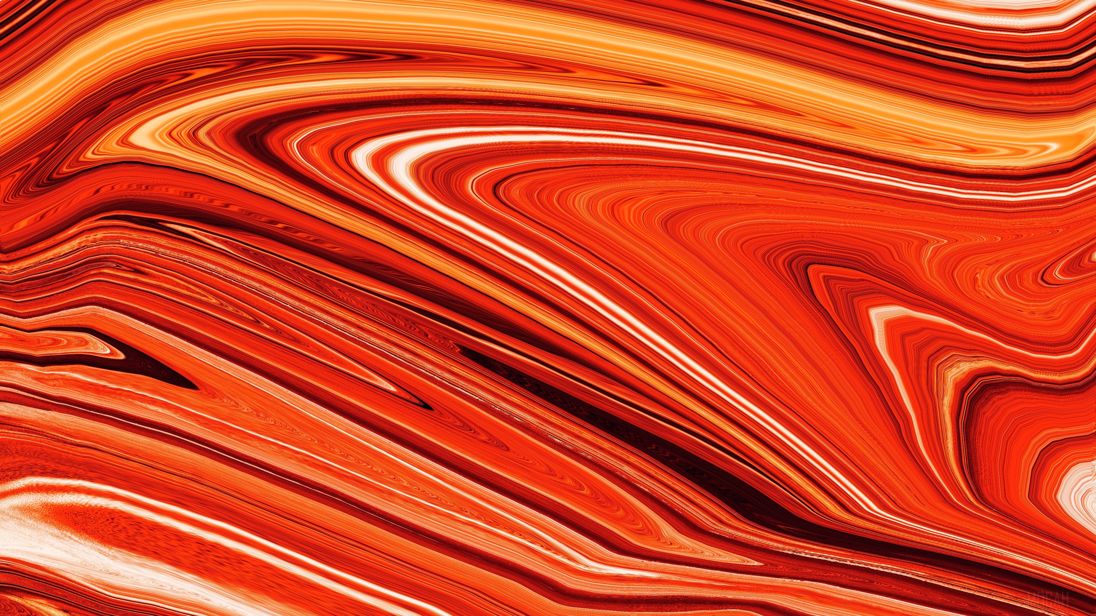 Abstract red and orange liquid paint stains 4K HD Wallpaper