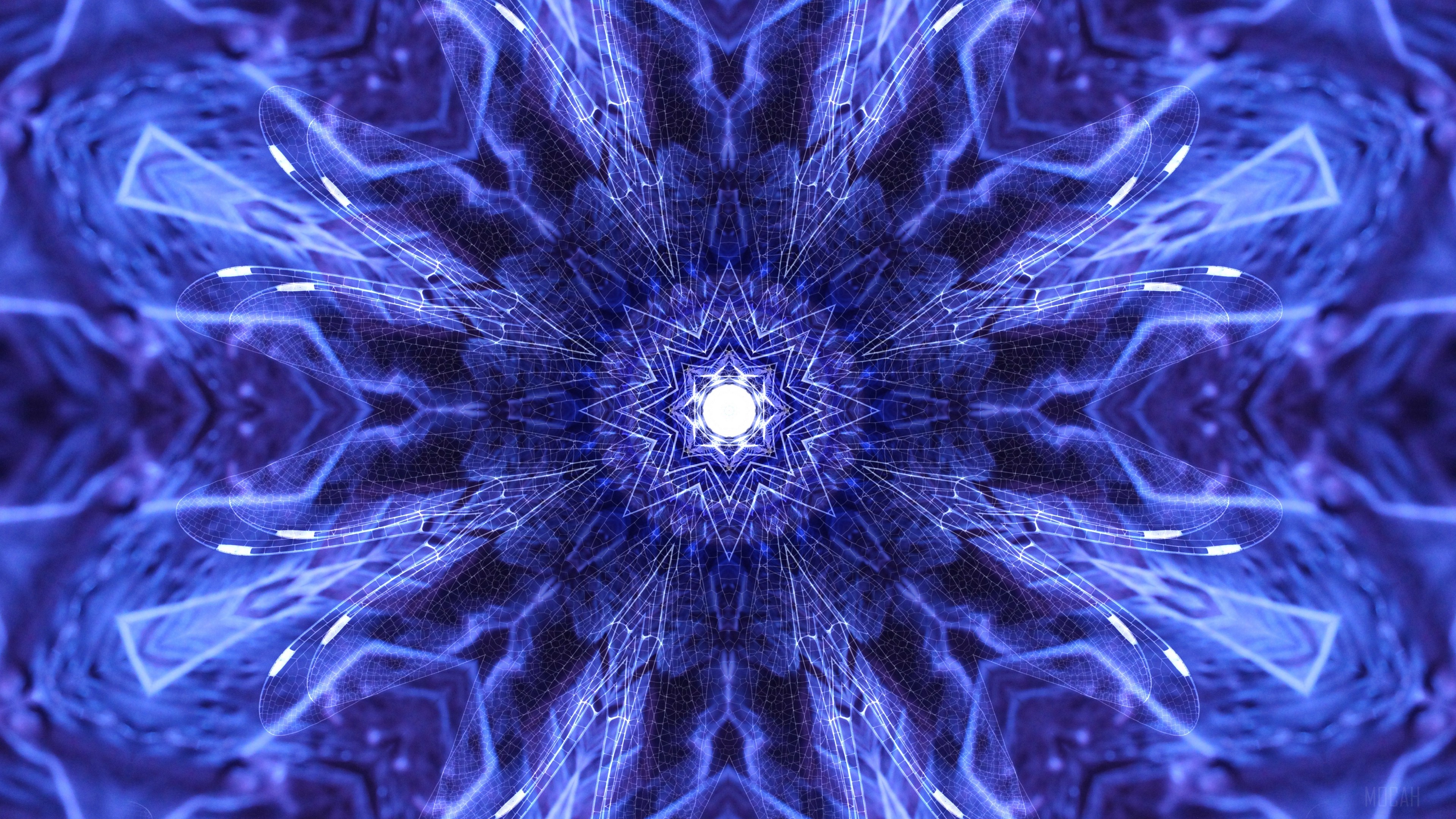 Blue and purple fractal geometric pattern 4K HD Wallpaper