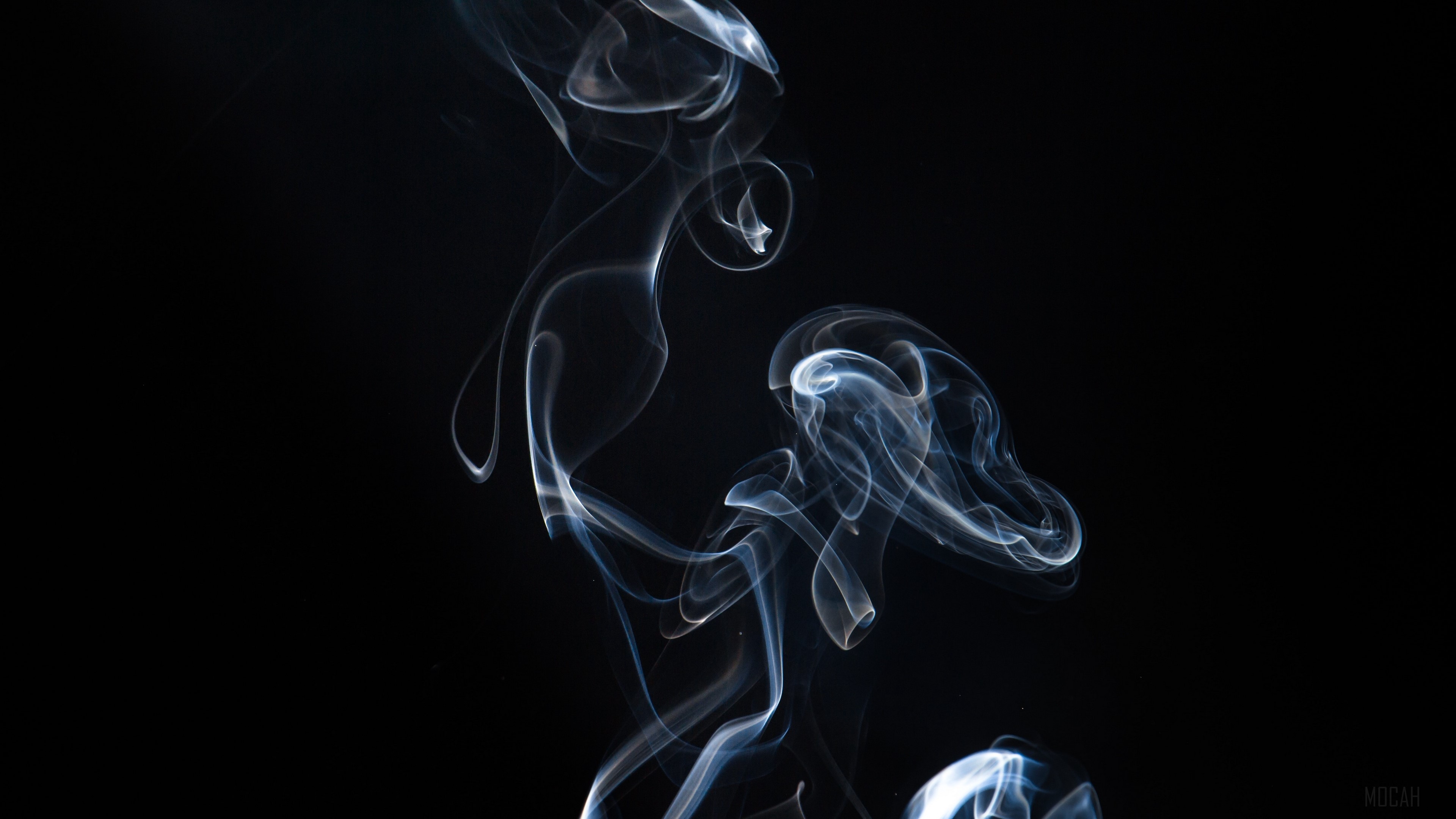 Smoke wisps on dark background 4K HD Wallpaper