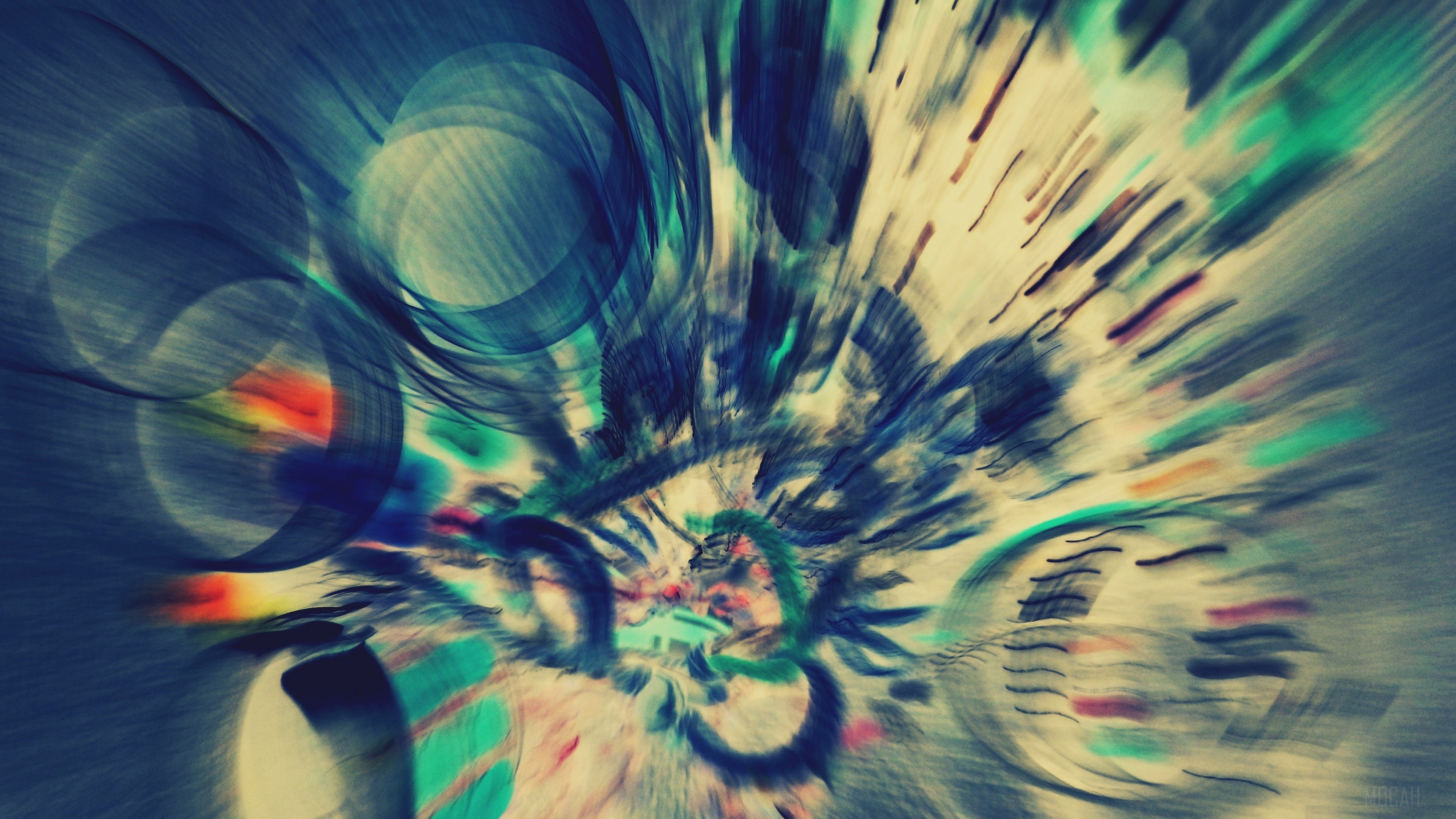 Abstract circles and light streaks 4K HD Wallpaper