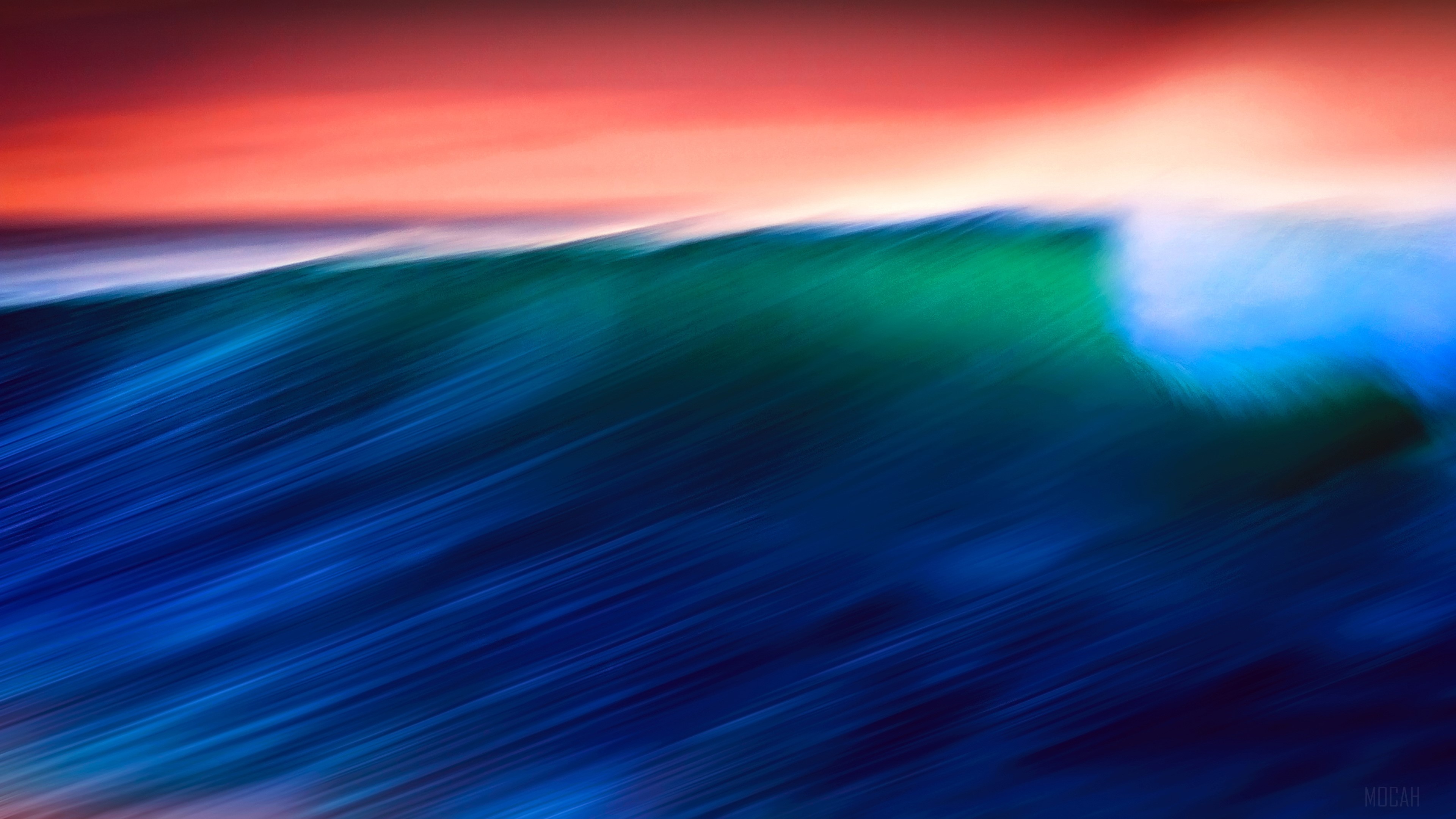 Abstract wave with red and blue sky HD Wallpaper